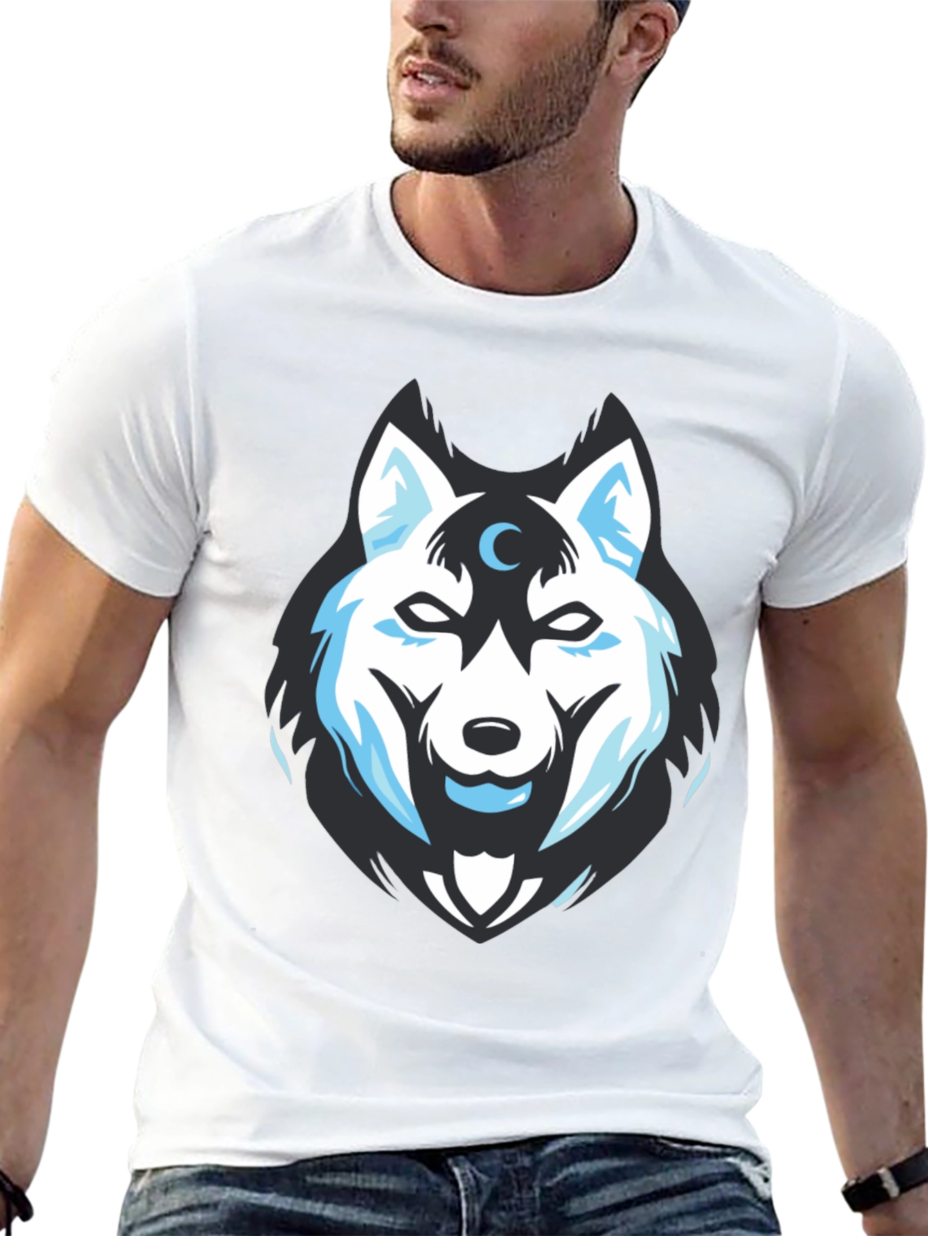 Wolf Moon Graphic Tee - Black Cotton Blend