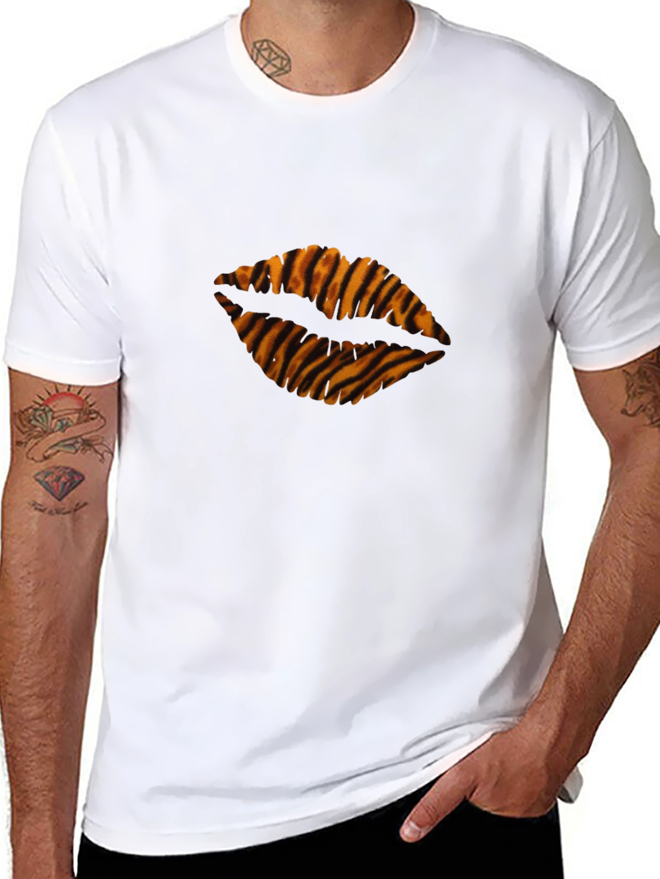 Tiger Stripe Lips Black T-Shirt