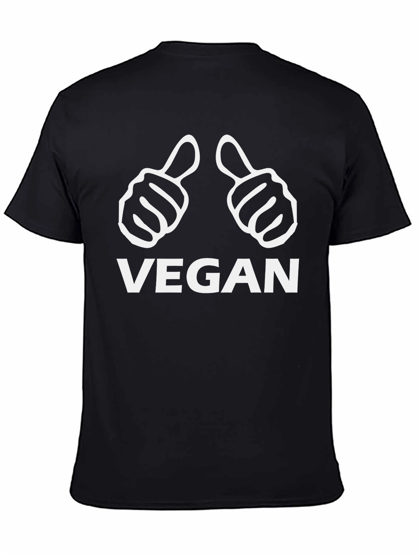 Vegan Thumbs Up Graphic Tee - Black Cotton T-Shirt
