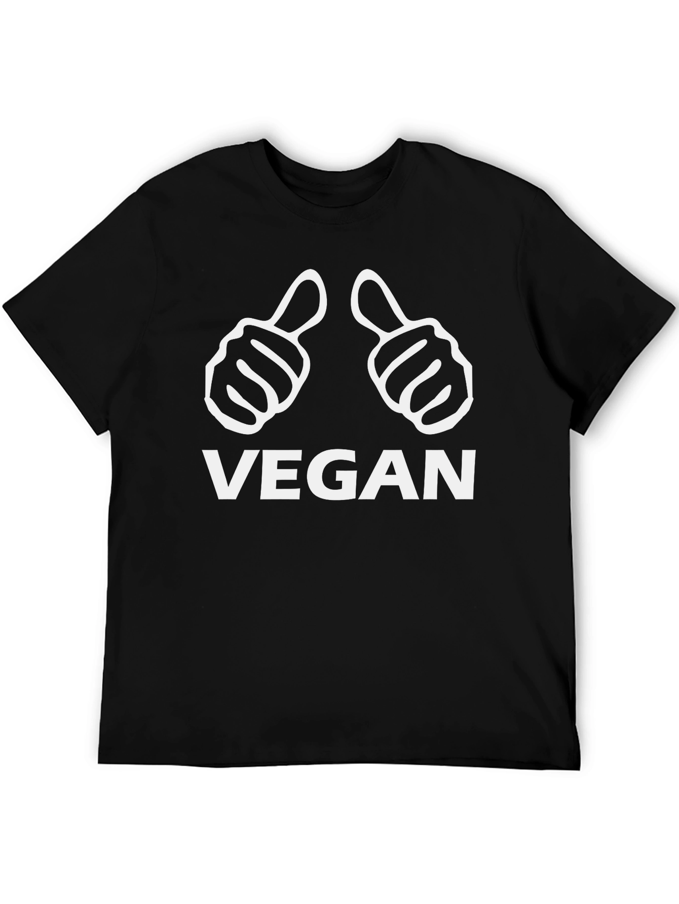 Vegan Thumbs Up Graphic Tee - Black Cotton T-Shirt