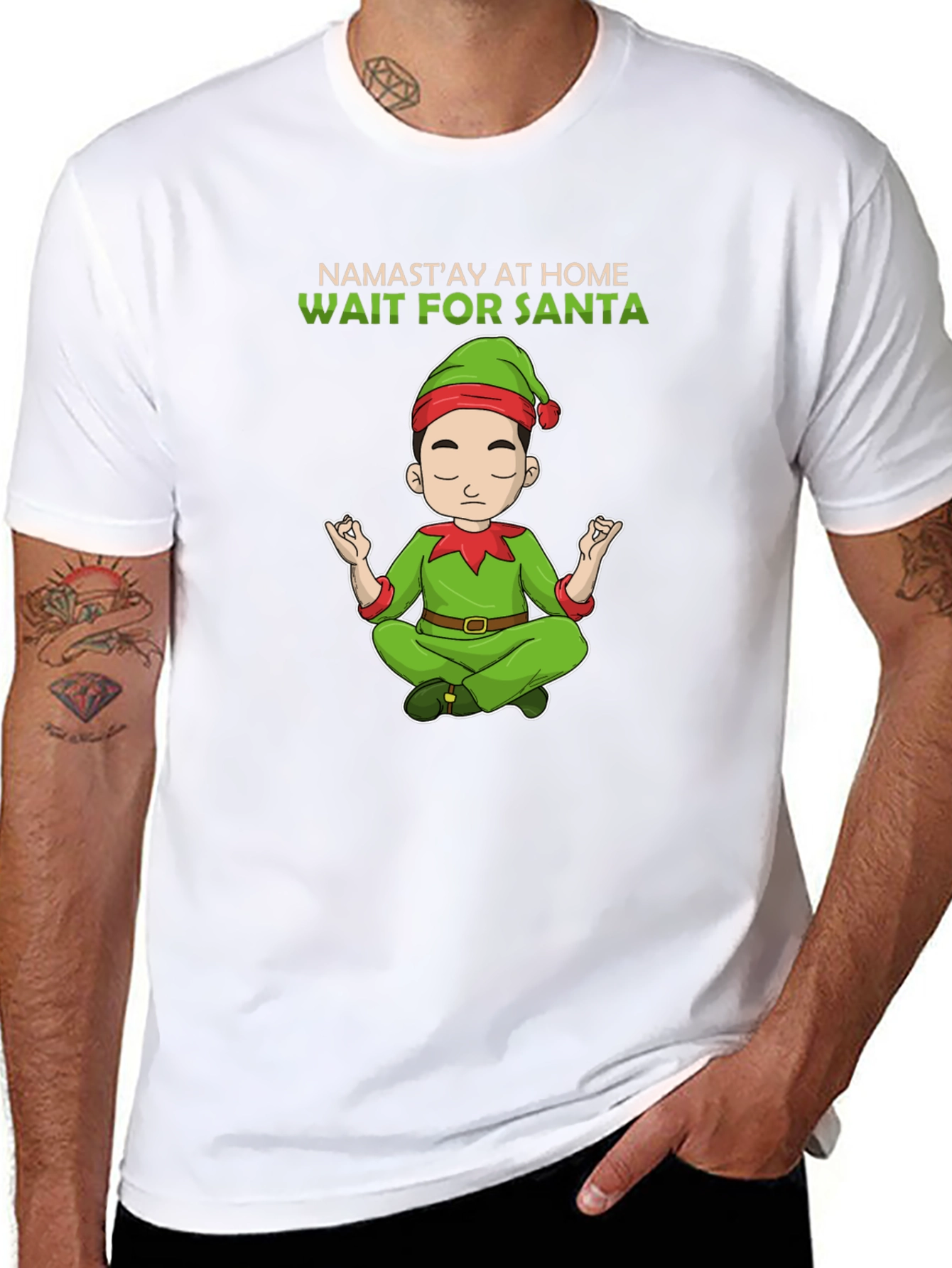 Namastay at Home Wait for Santa T-Shirt