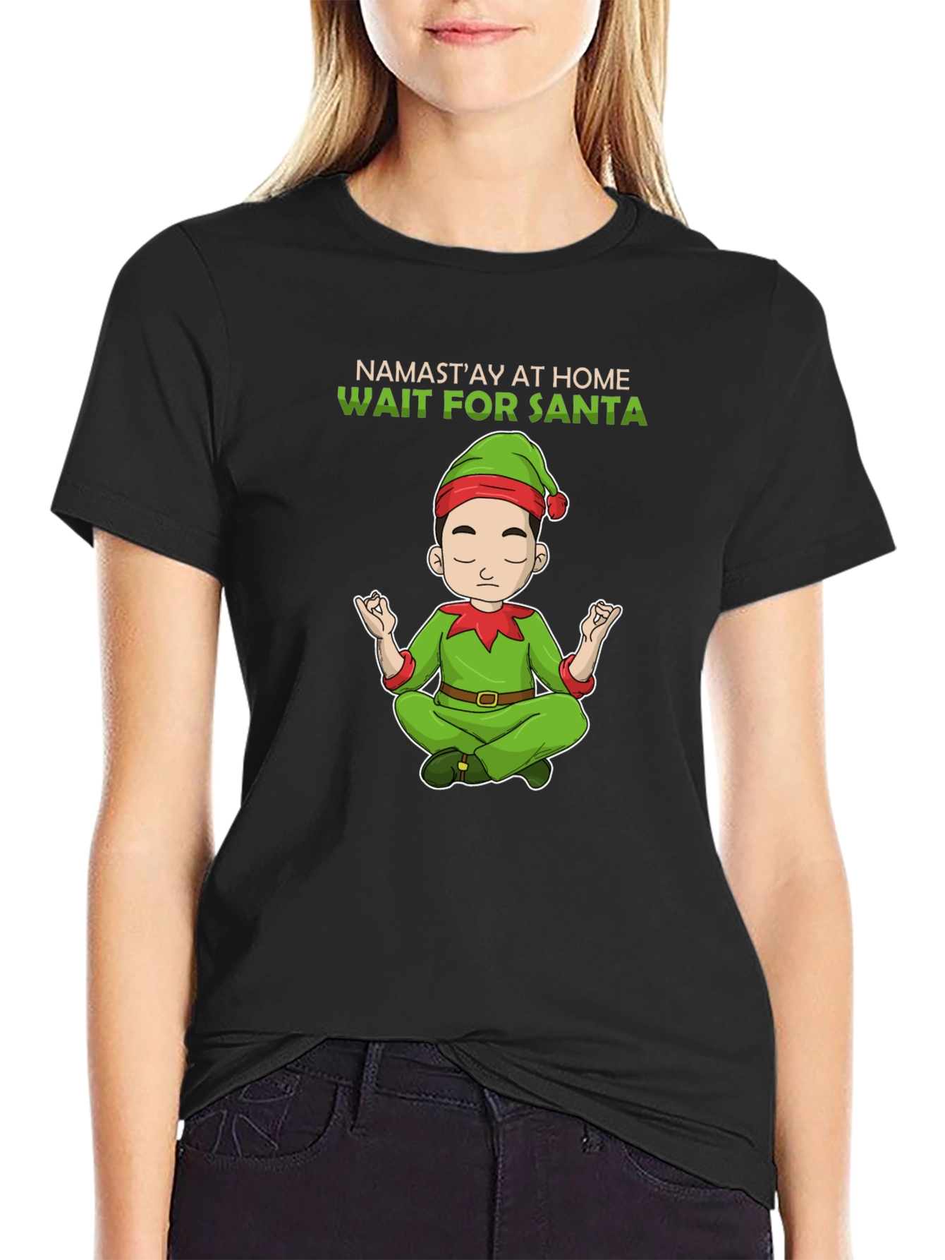 Namastay at Home Wait for Santa T-Shirt