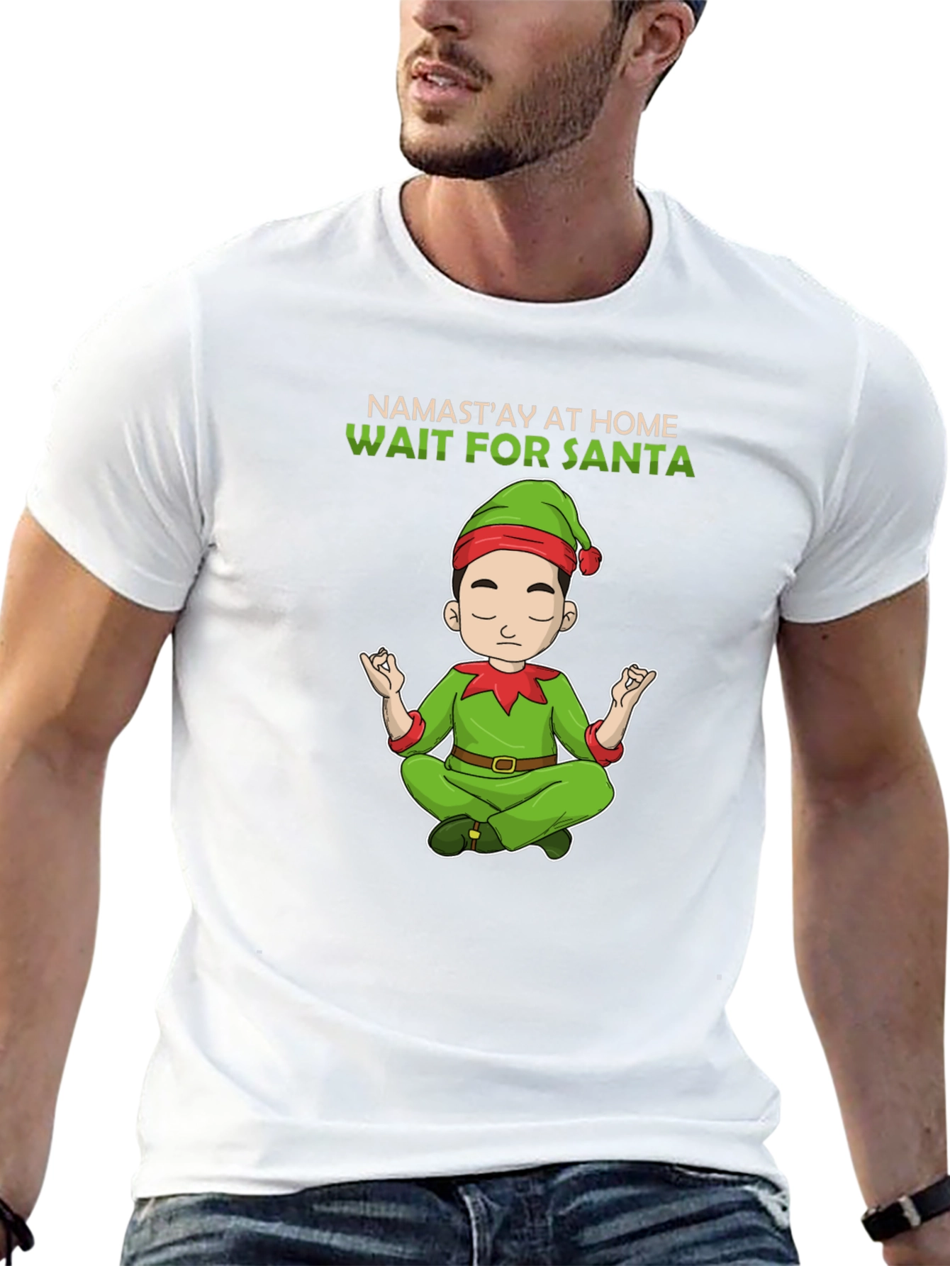 Namastay at Home Wait for Santa T-Shirt