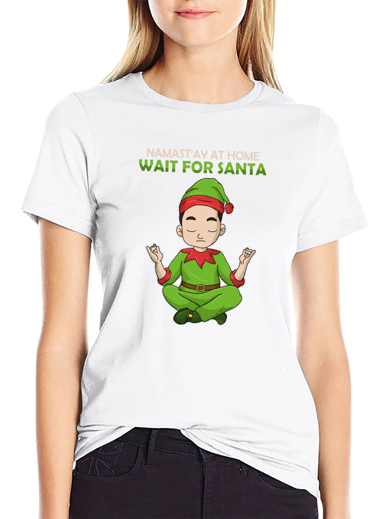 Namastay at Home Wait for Santa T-Shirt