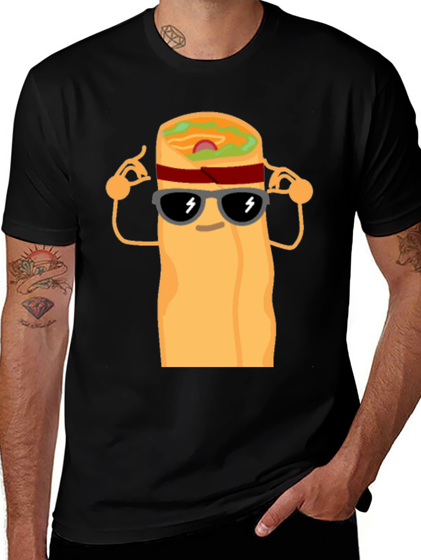 Cool Burrito Graphic T-Shirt - Black