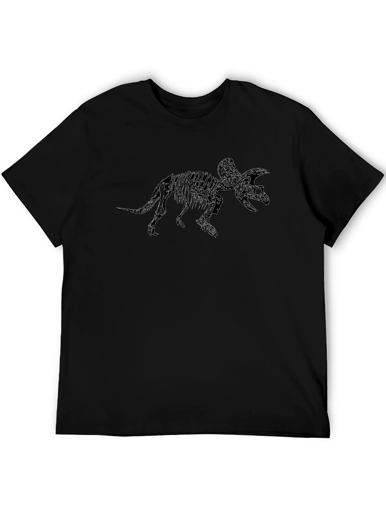 Triceratops Skeleton Graphic T-Shirt - Black