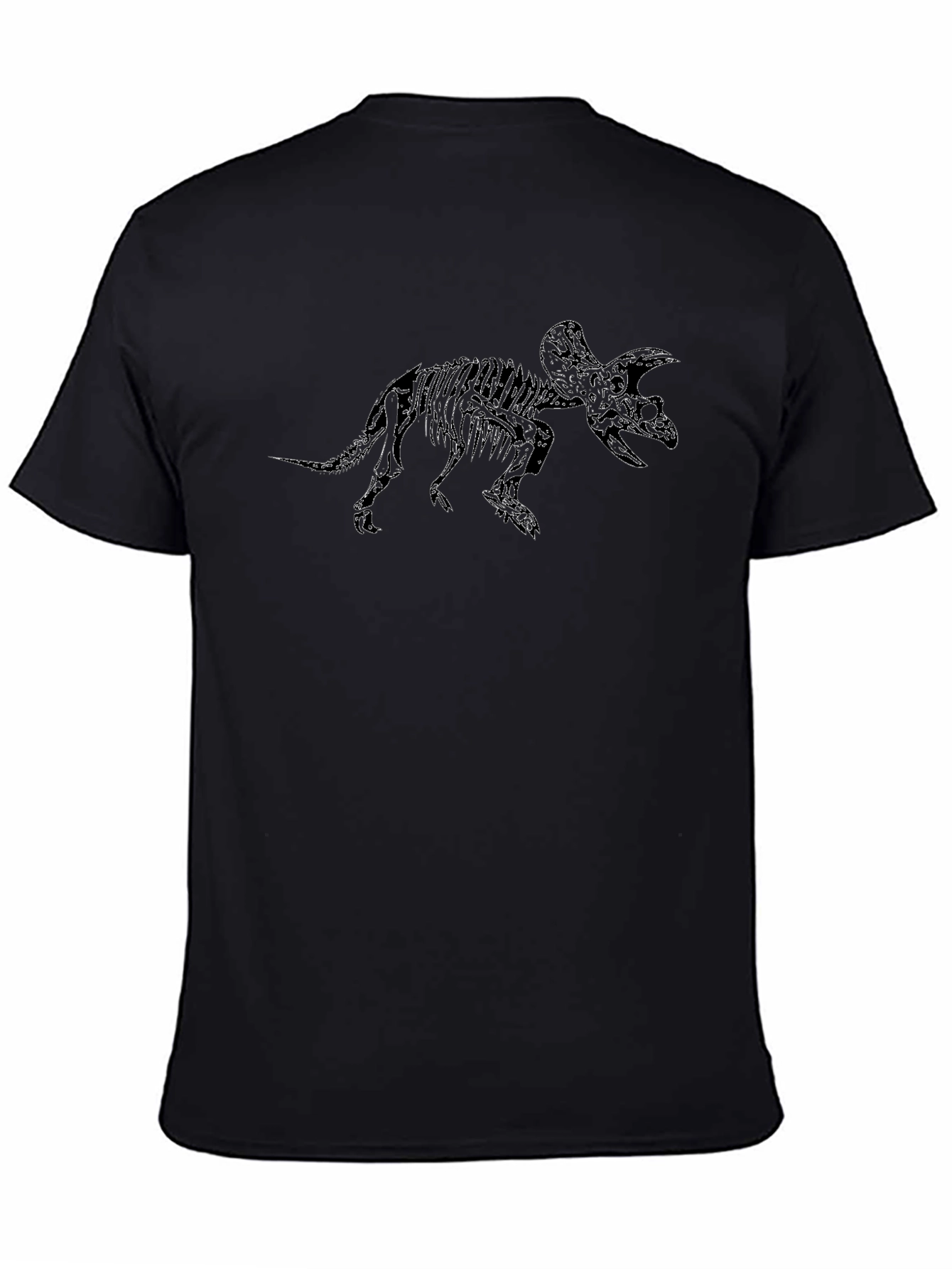 Triceratops Skeleton Graphic T-Shirt - Black