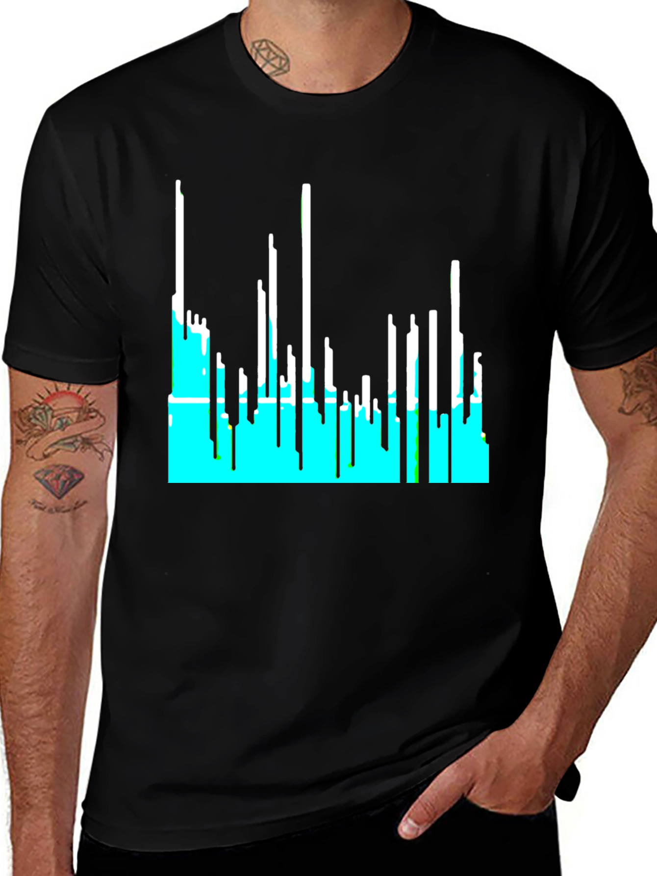 Abstract Cityscape Graphic Tee - Black