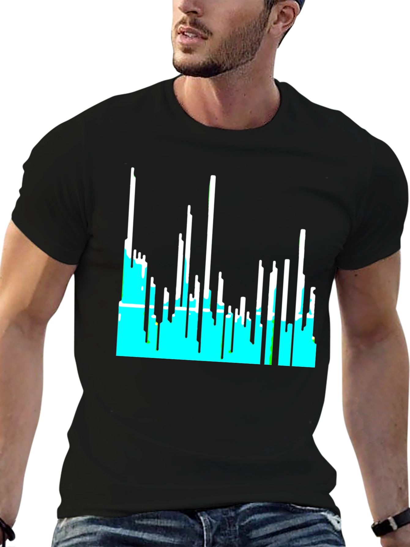 Abstract Cityscape Graphic Tee - Black