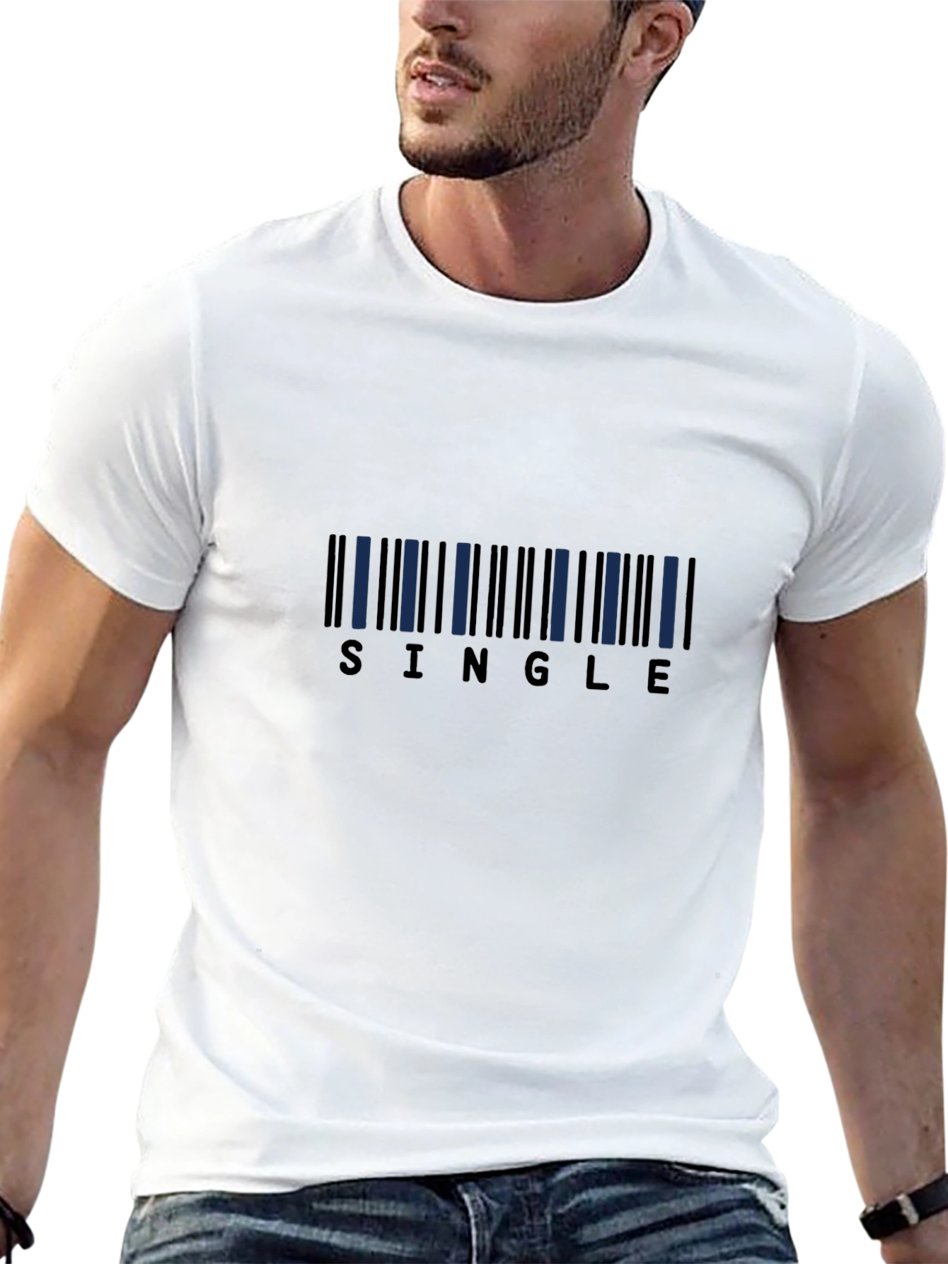 Single Barcode Graphic Tee - Black Casual T-Shirt