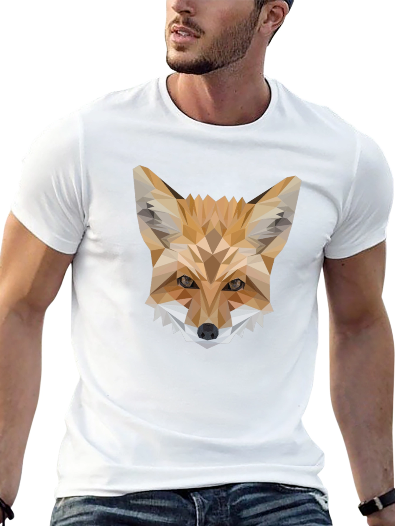 Geometric Fox T-Shirt - Modern Animal Print Tee