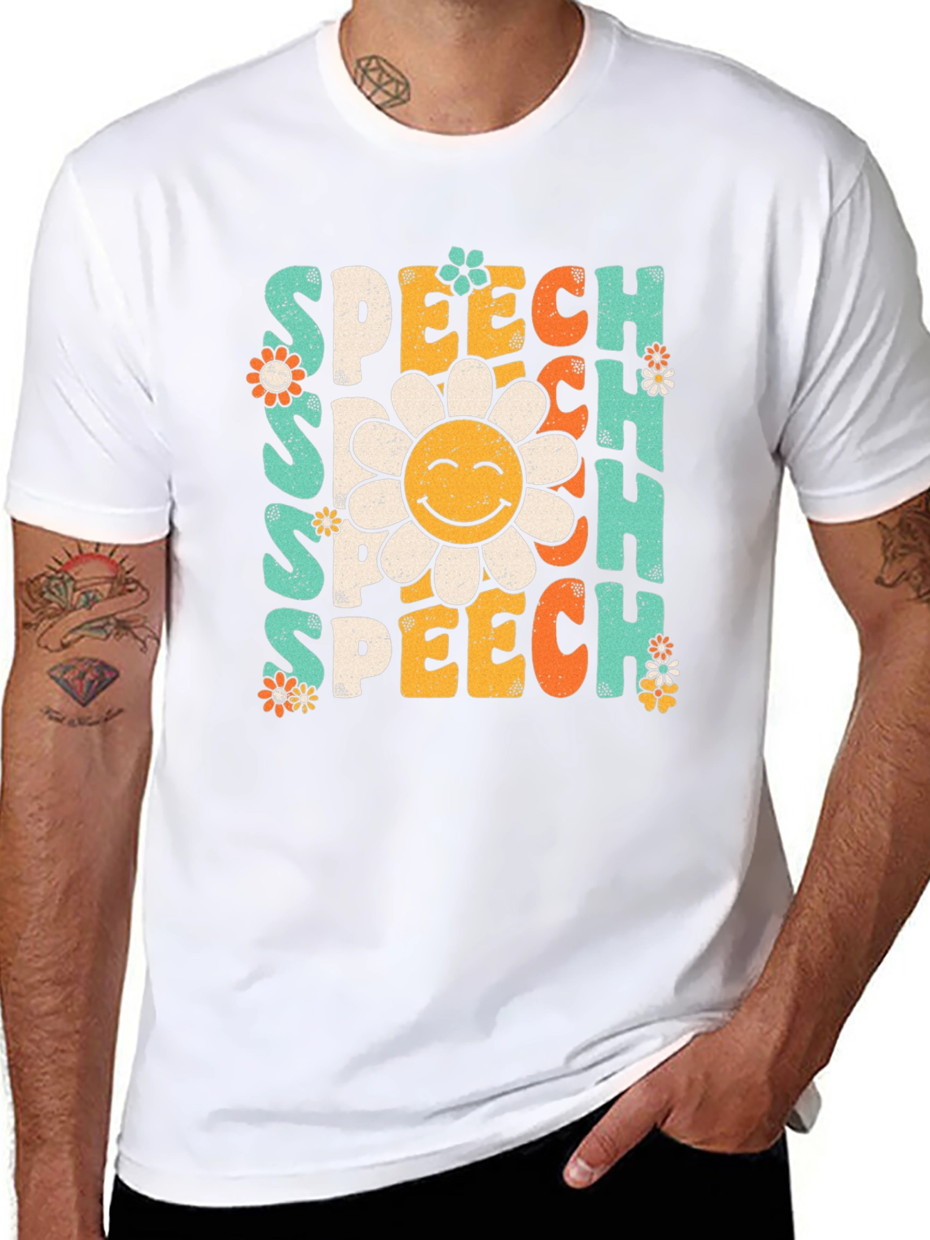 Speech Therapy T-Shirt - Retro Flower Design