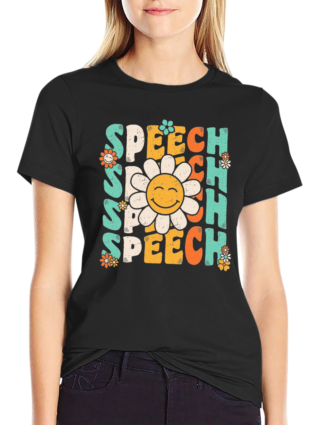 Speech Therapy T-Shirt - Retro Flower Design