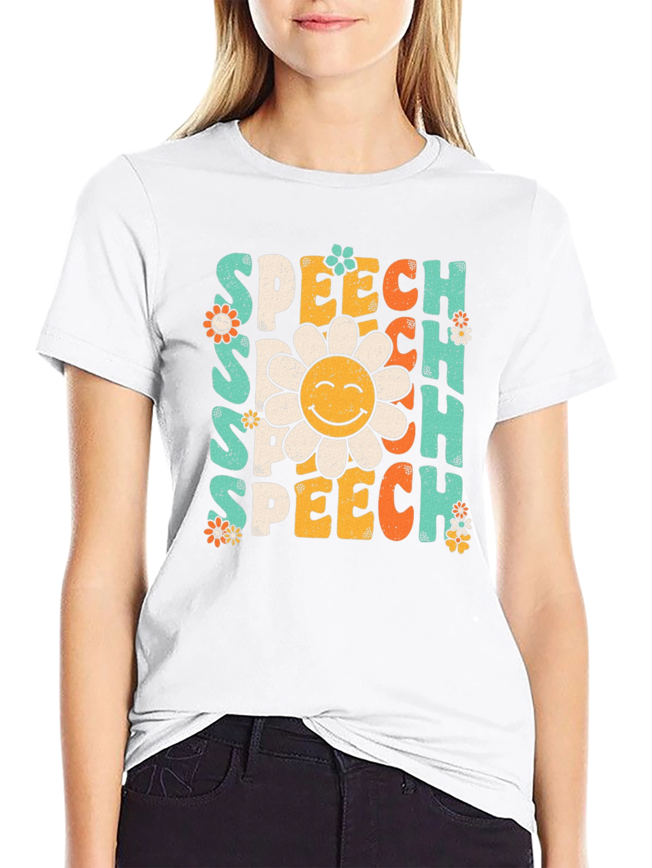 Speech Therapy T-Shirt - Retro Flower Design