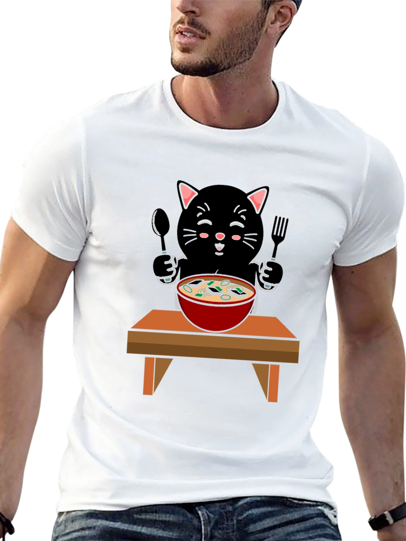 Cat Eating Ramen T-Shirt