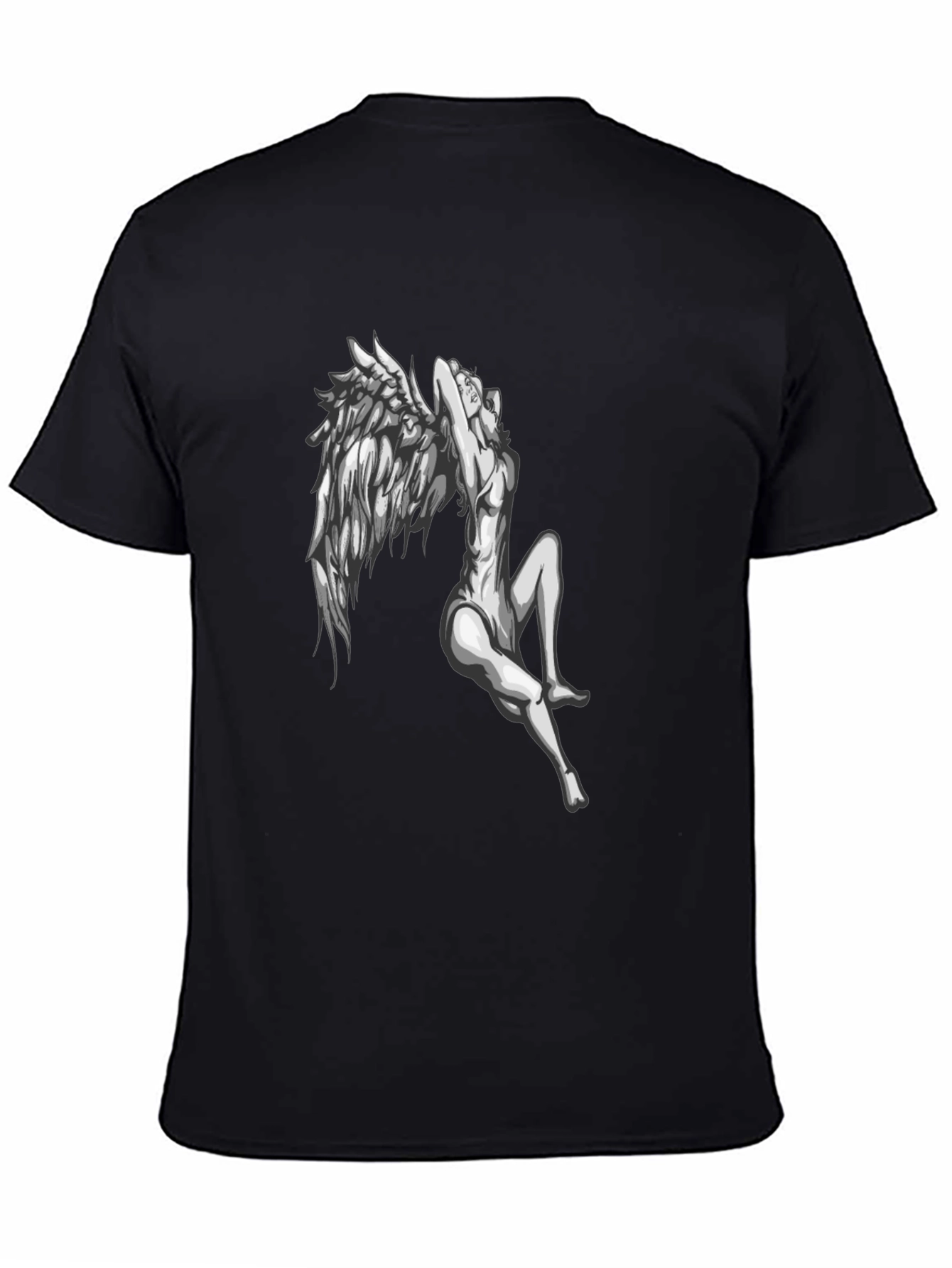 Angel Wings Graphic Print Black T-Shirt