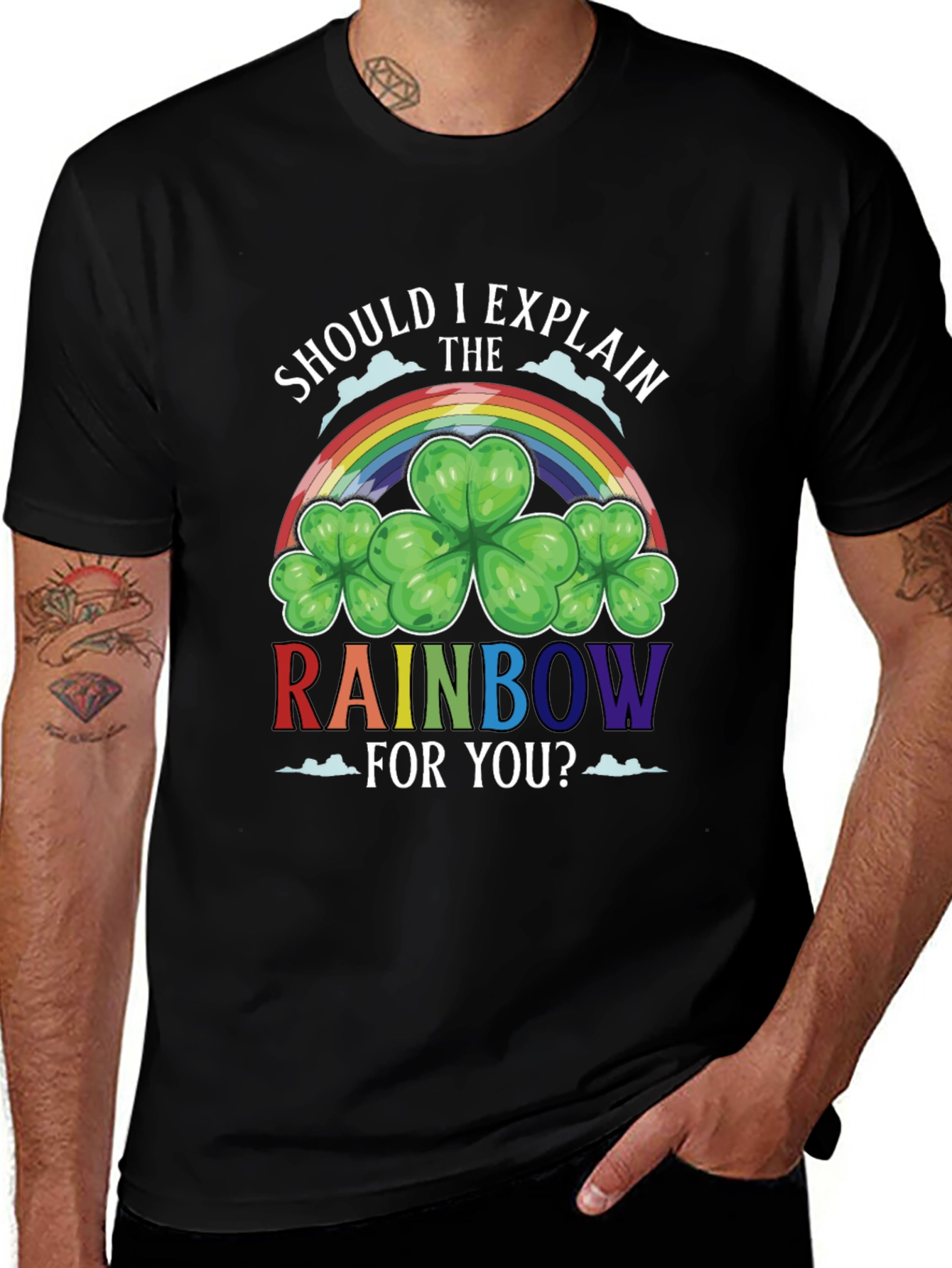 St. Patricks Day Rainbow Shamrock Tee