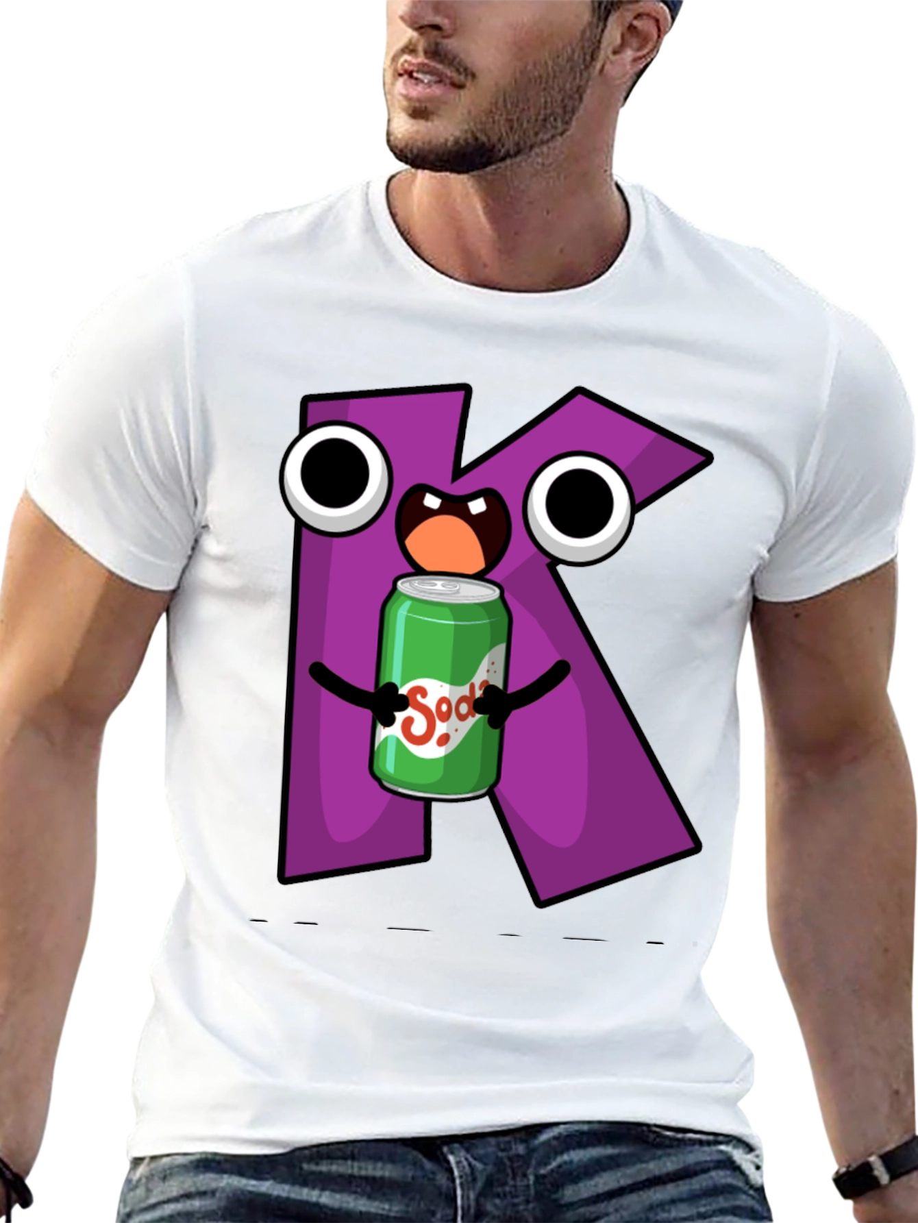 Letter K Soda Pop Cartoon Graphic T-Shirt