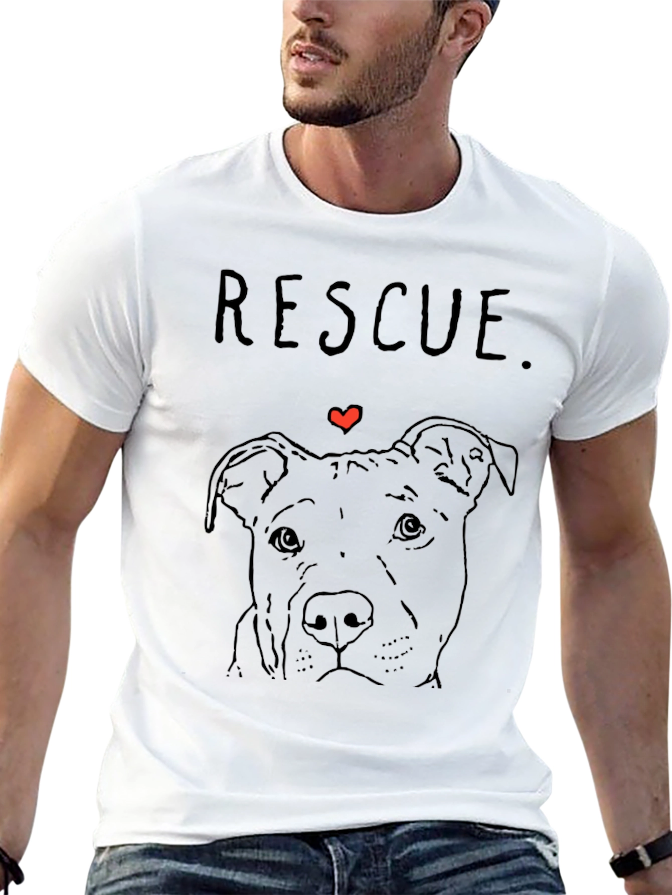Rescue Dog Graphic T-Shirt - Black