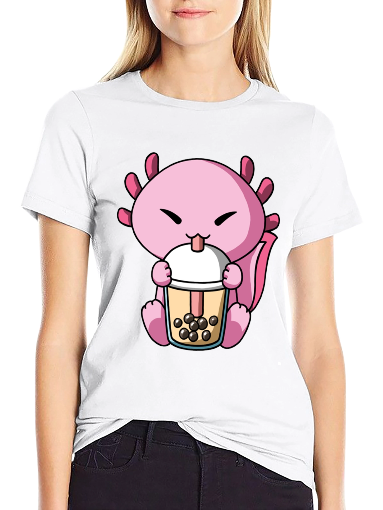 Axolotl Boba Tea Graphic Tee - Cute & Fun