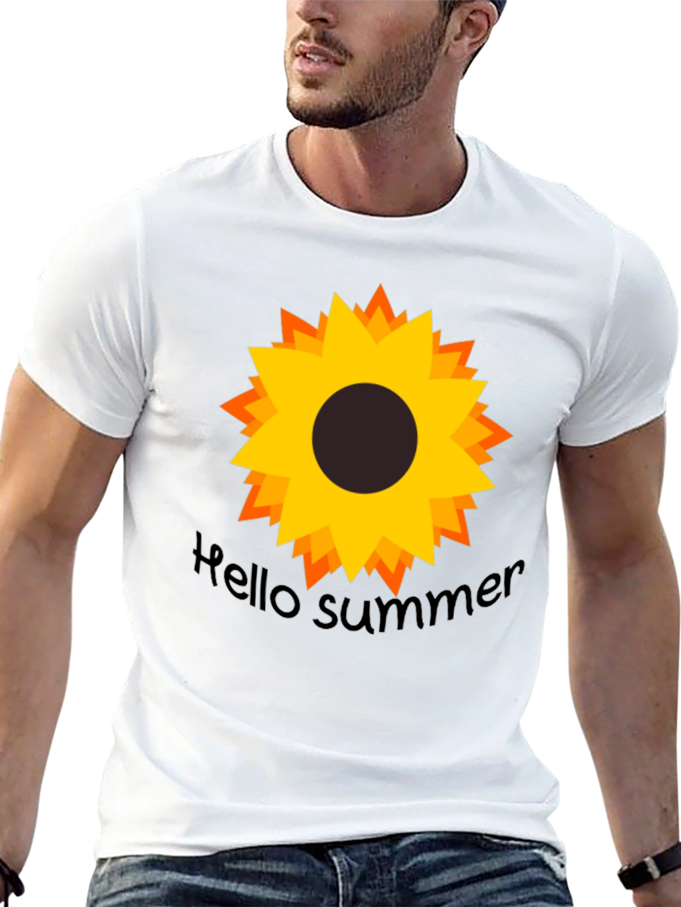 Hello Summer Sunflower Black Tee
