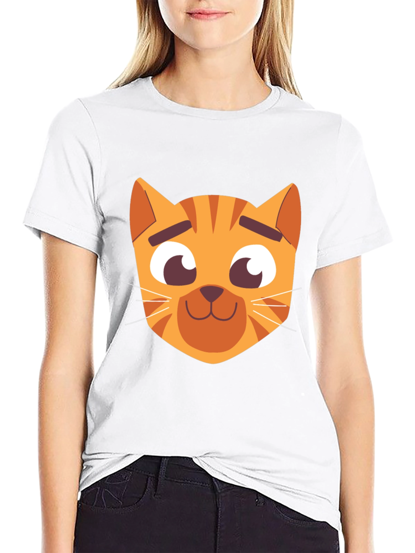 Cartoon Cat Graphic Black T-Shirt