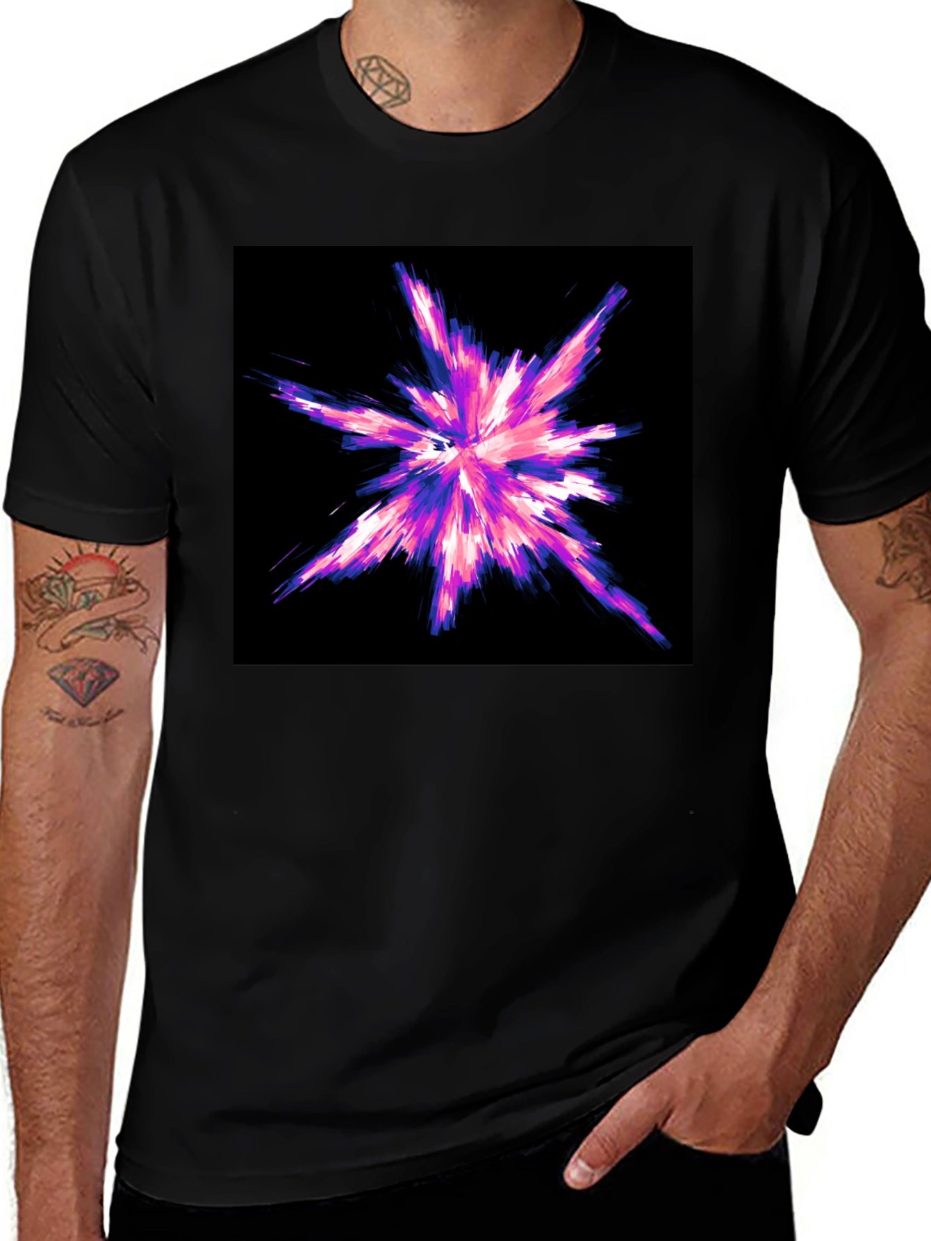 Abstract Burst Graphic Black T-Shirt