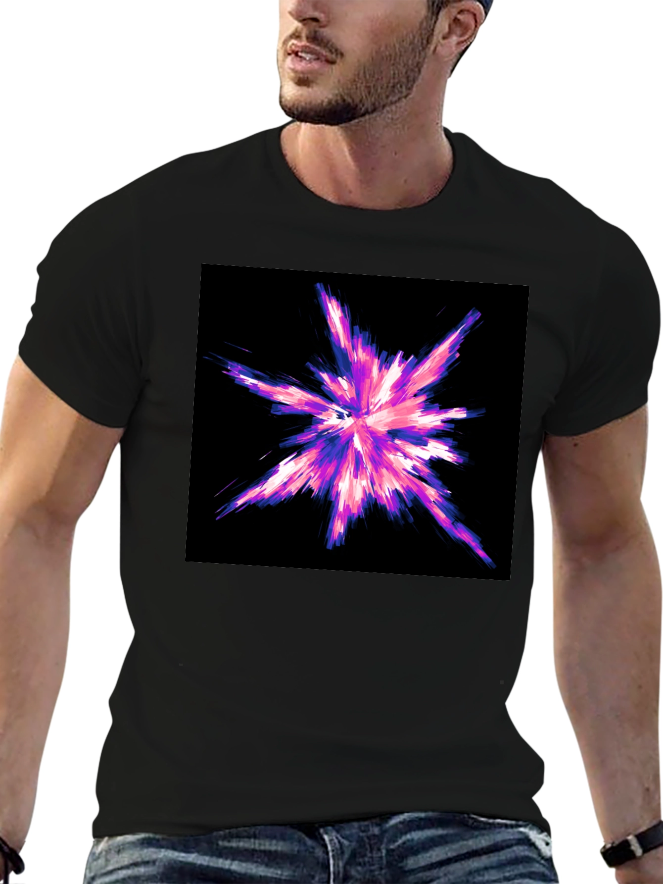Abstract Burst Graphic Black T-Shirt