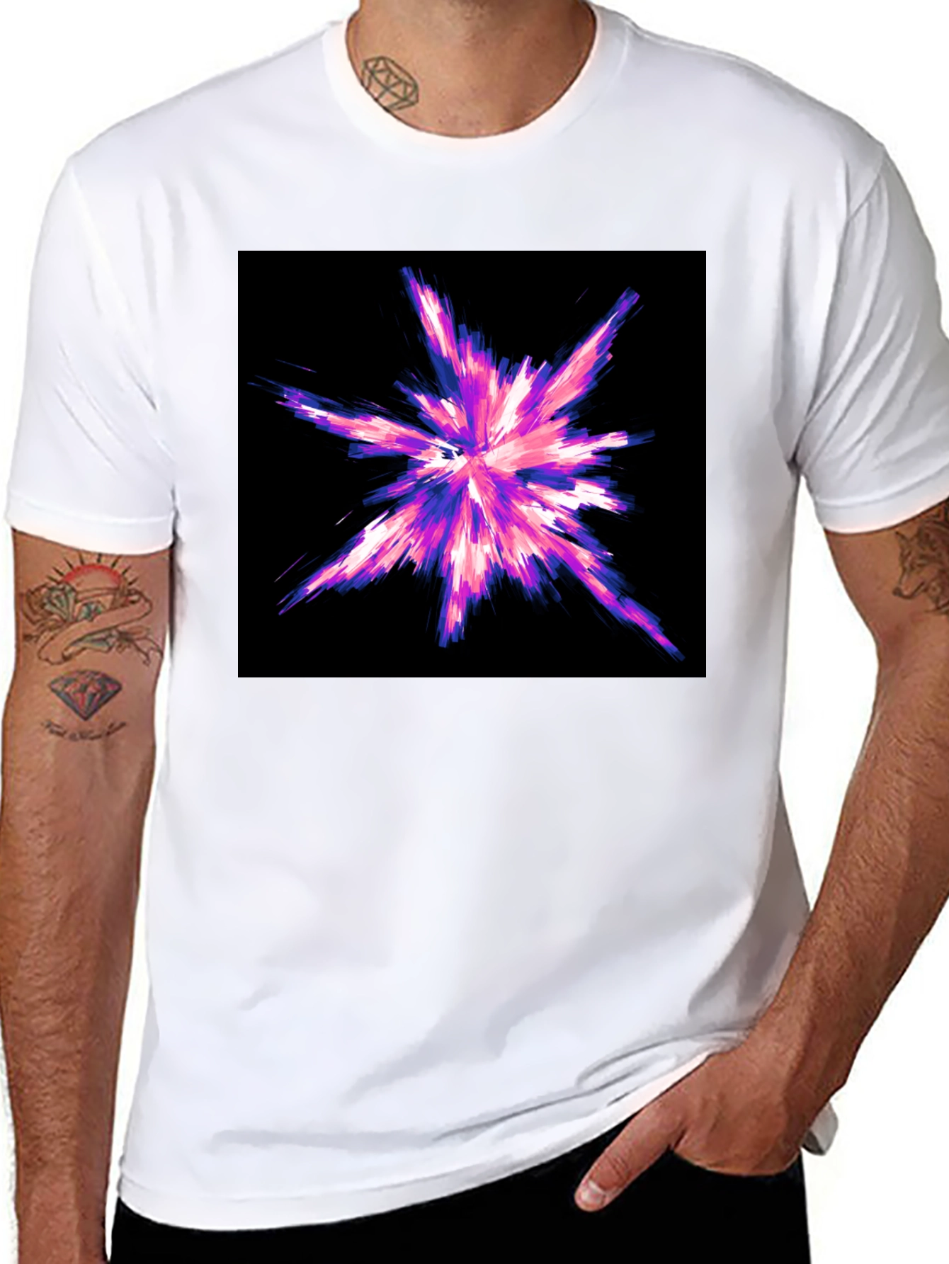 Abstract Burst Graphic Black T-Shirt