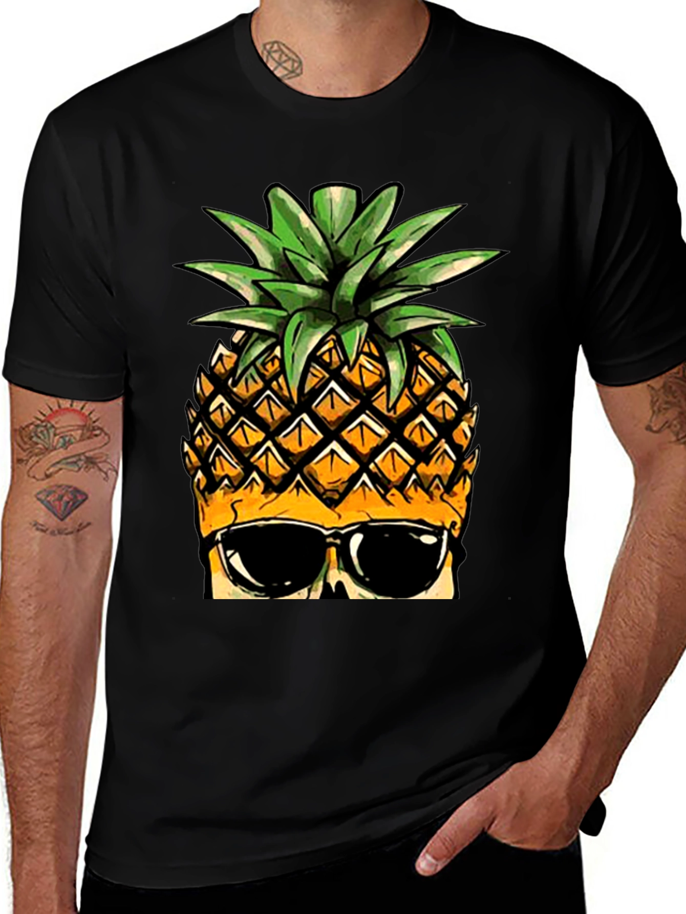 Cool Pineapple Graphic Tee - Black T-Shirt