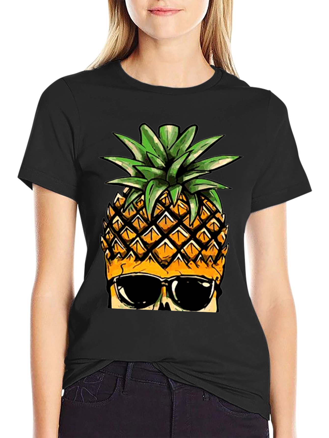 Cool Pineapple Graphic Tee - Black T-Shirt