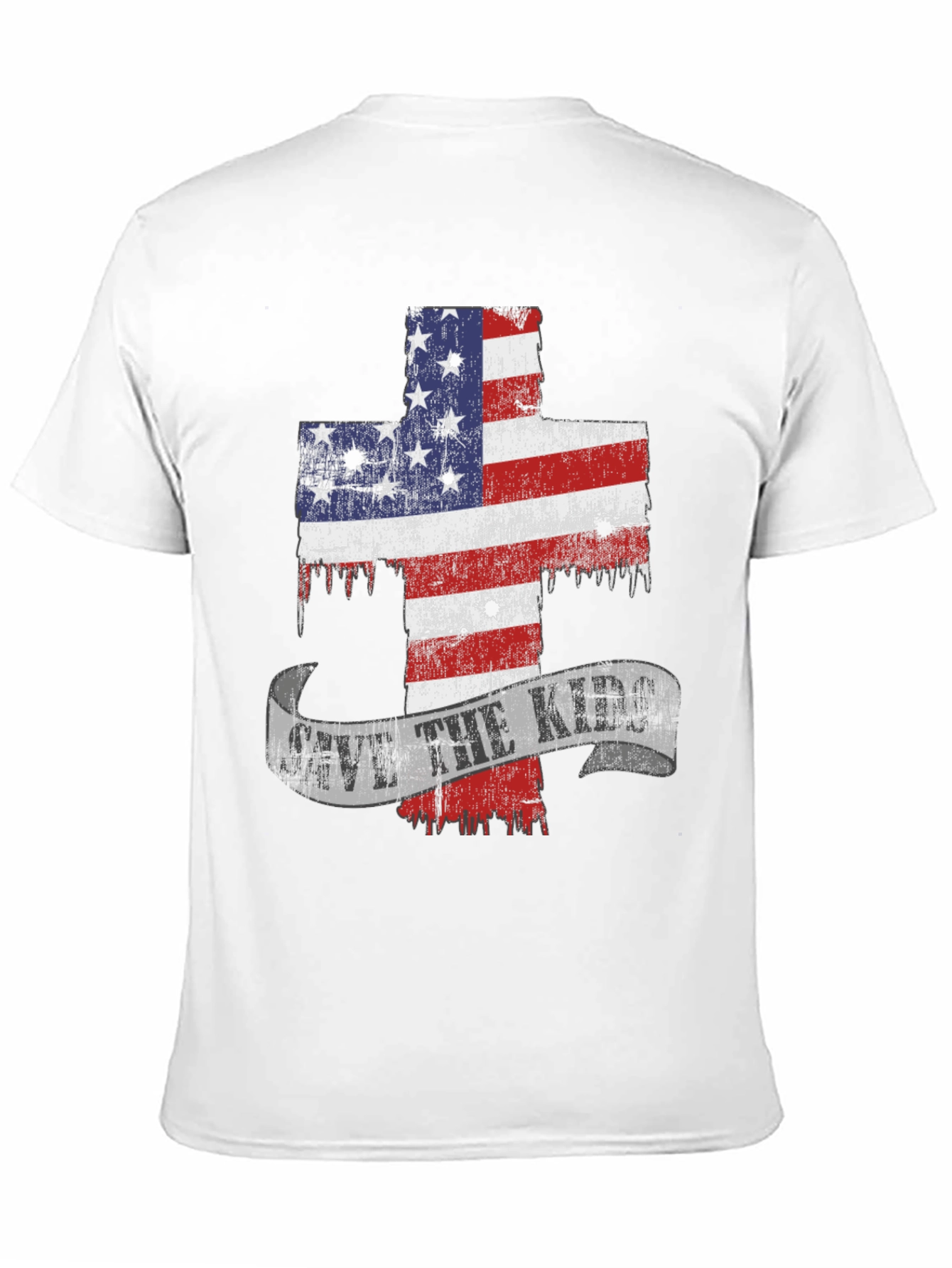 Patriotic Cross Graphic T-Shirt - Save the Kids
