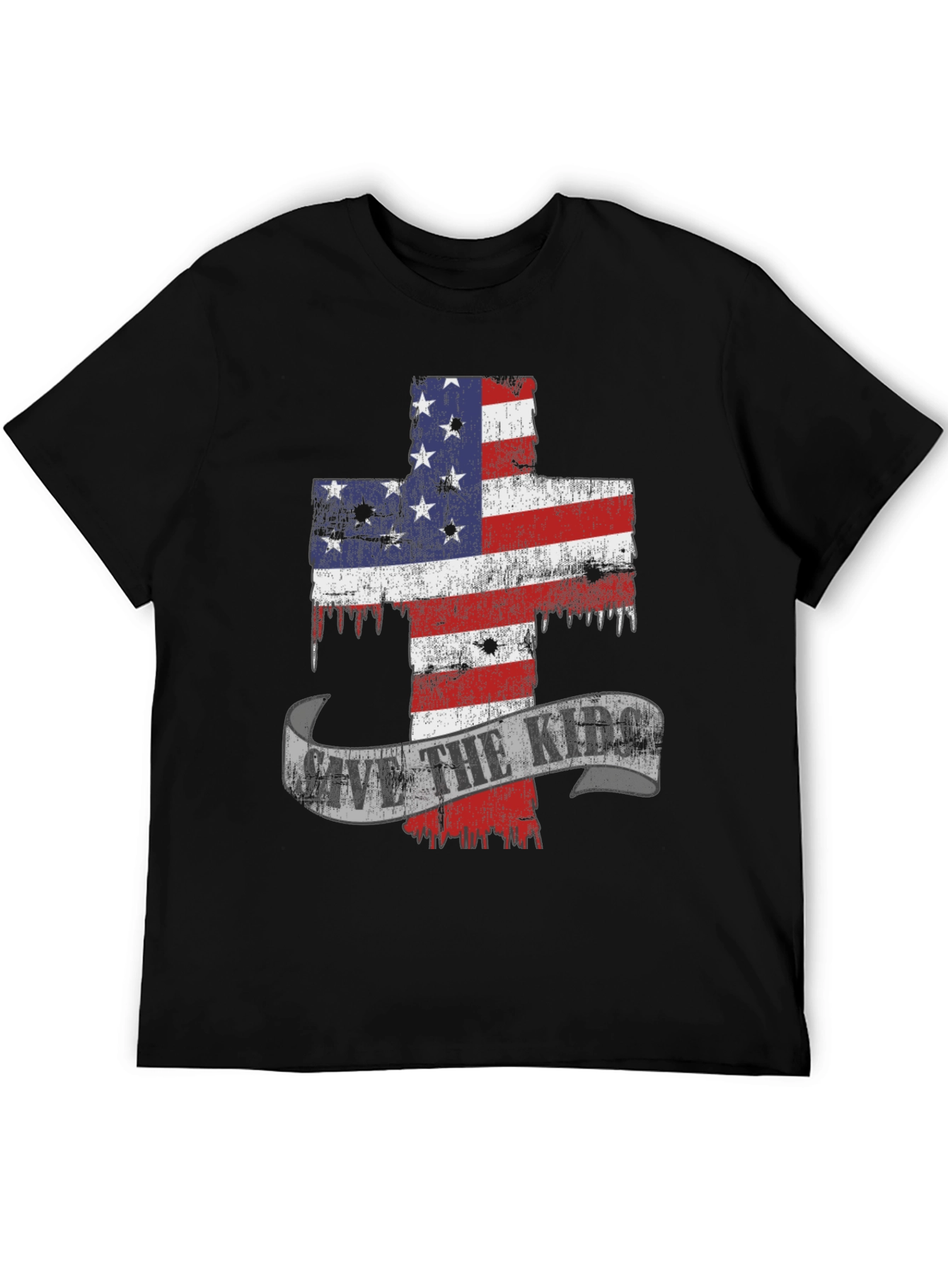 Patriotic Cross Graphic T-Shirt - Save the Kids