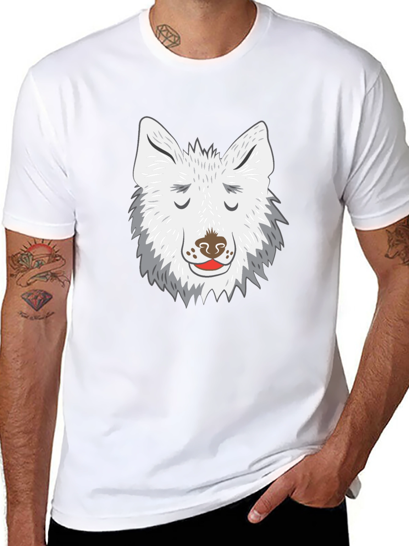 Wolf Face Graphic Tee - Black Cotton Blend