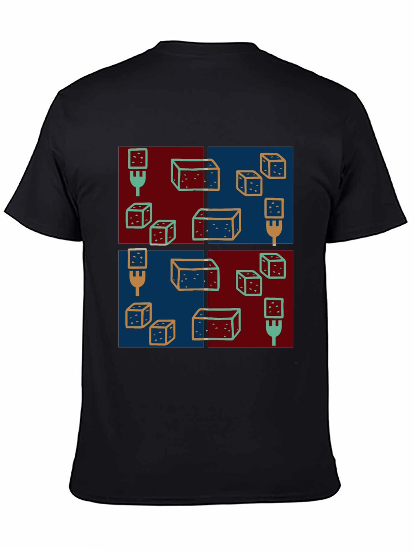 Abstract Dice Pattern Black T-Shirt