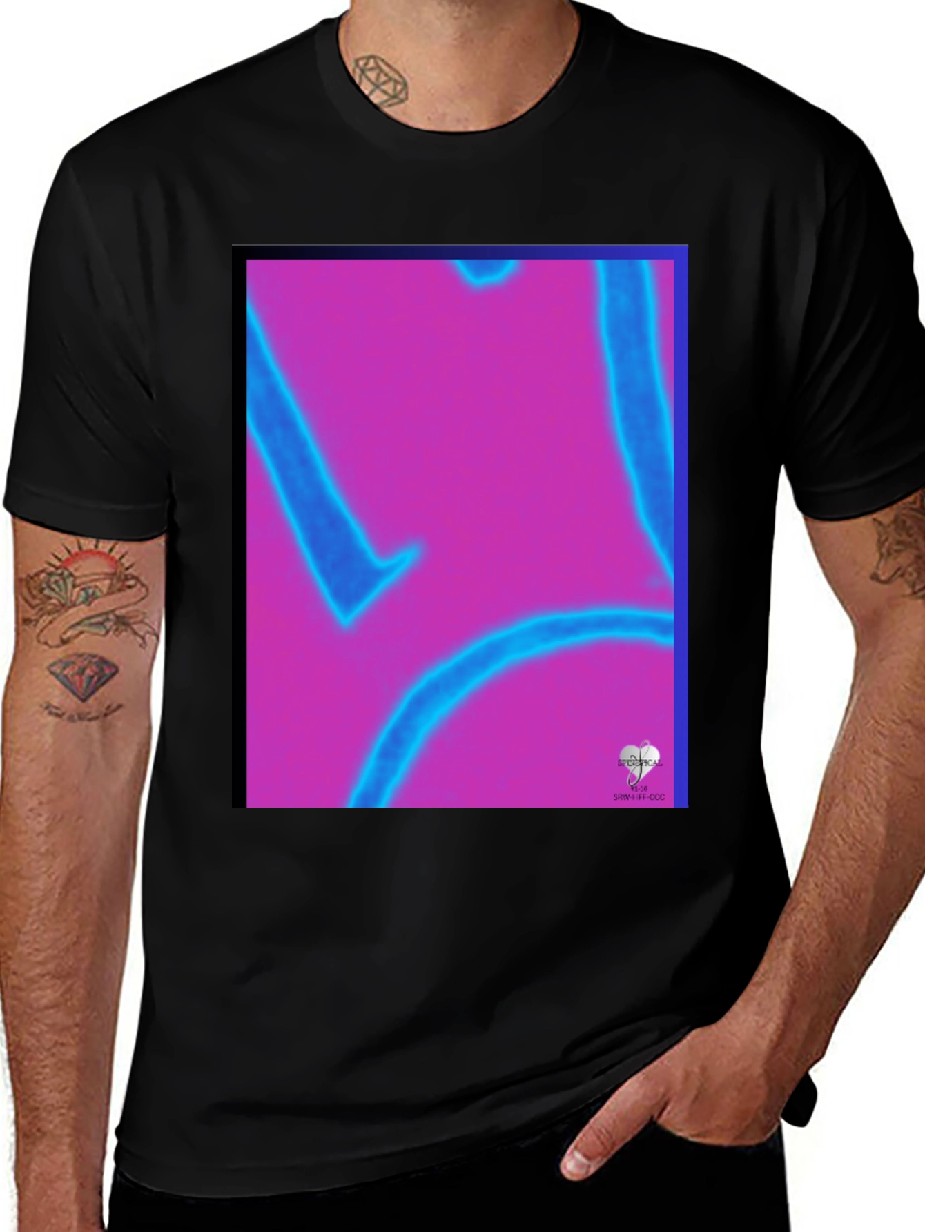 Abstract Graphic Print Black Tee