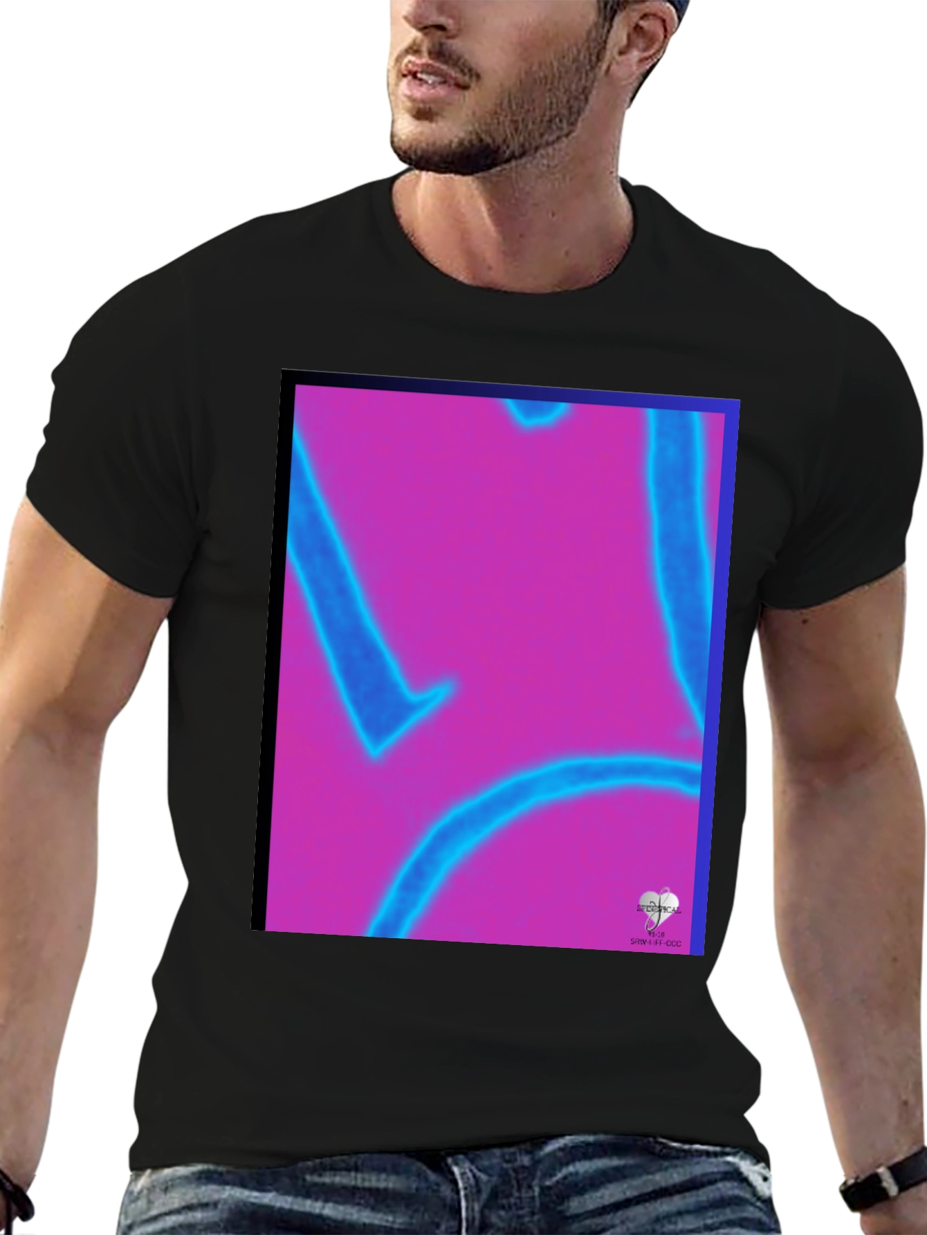 Abstract Graphic Print Black Tee