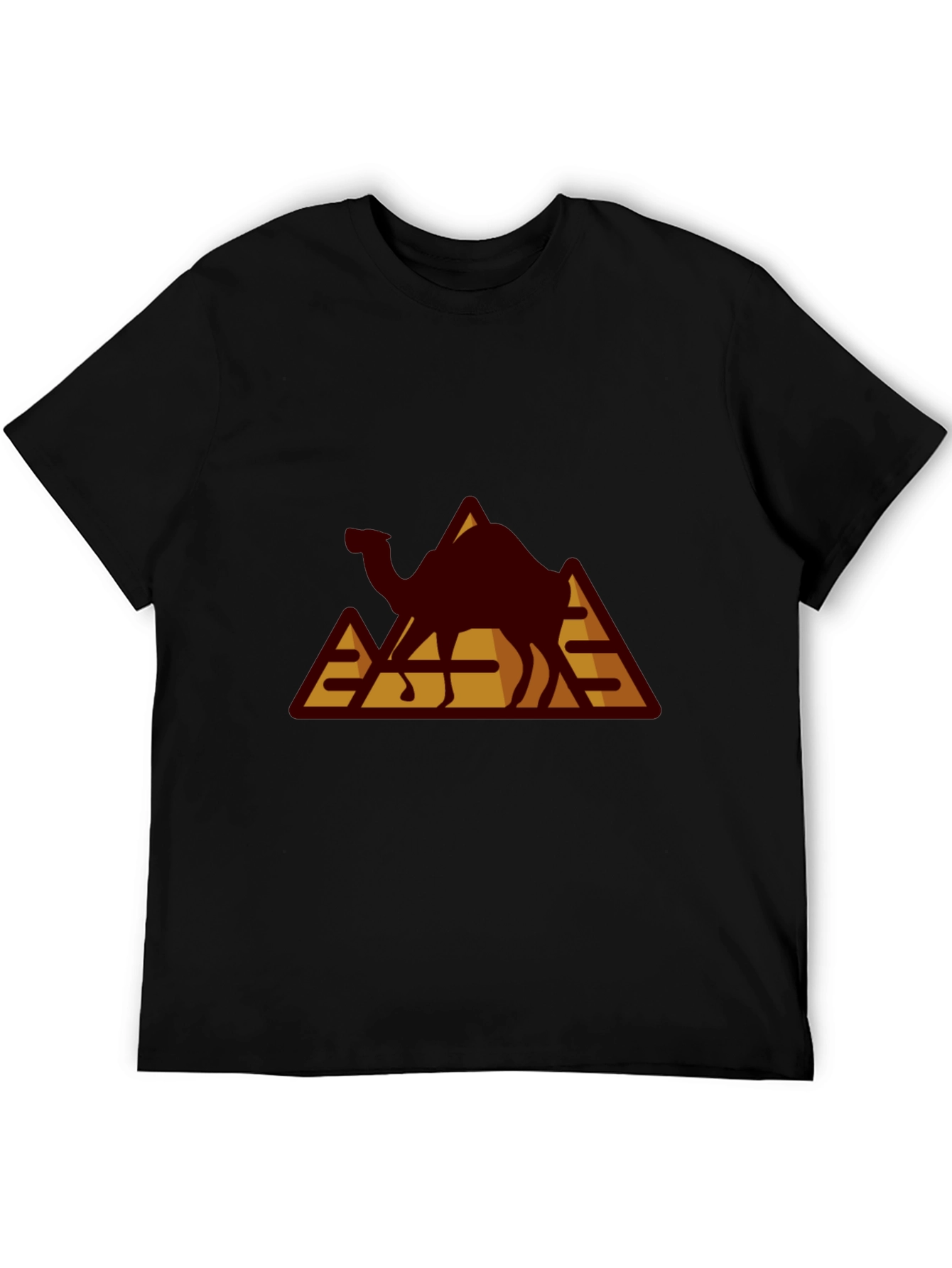 Camel Pyramid Graphic Tee - Black Cotton T-Shirt