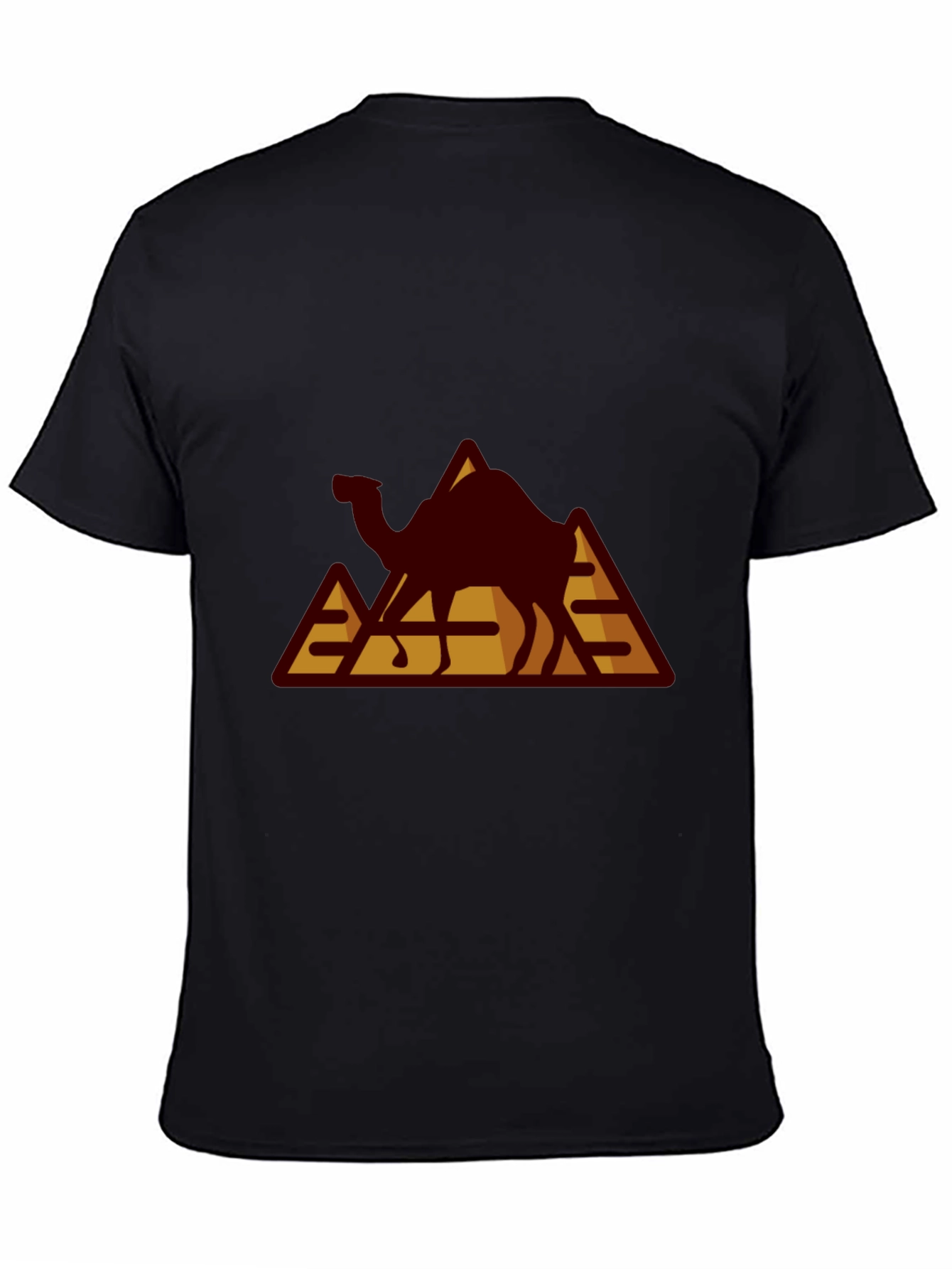 Camel Pyramid Graphic Tee - Black Cotton T-Shirt