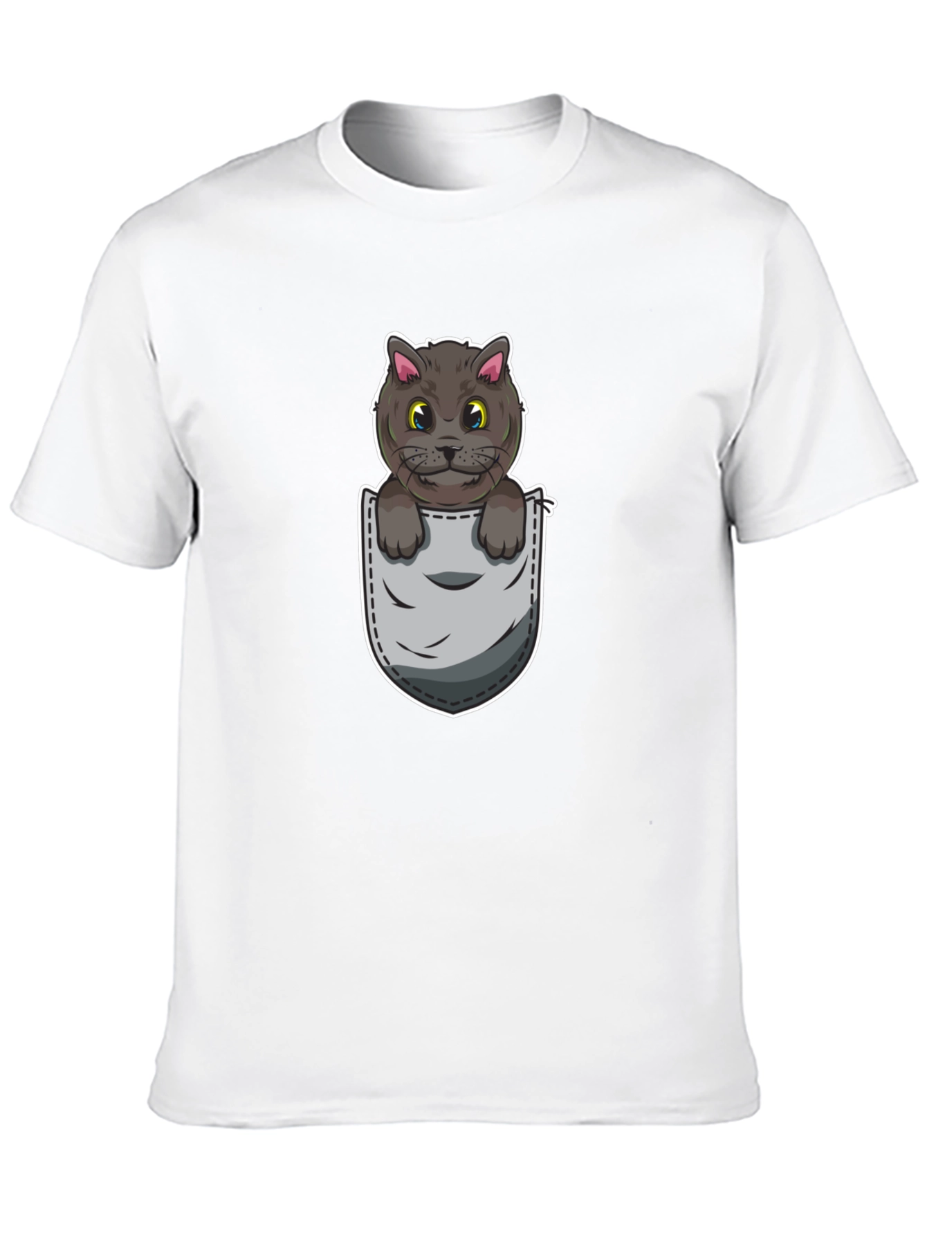 Cartoon Cat in Pocket Graphic Tee - Unisex