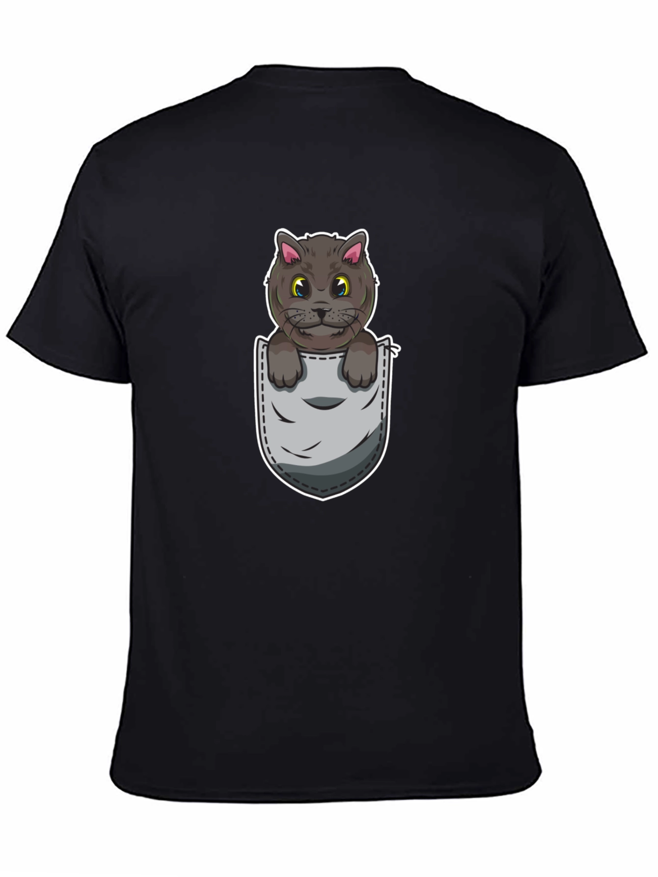 Cartoon Cat in Pocket Graphic Tee - Unisex