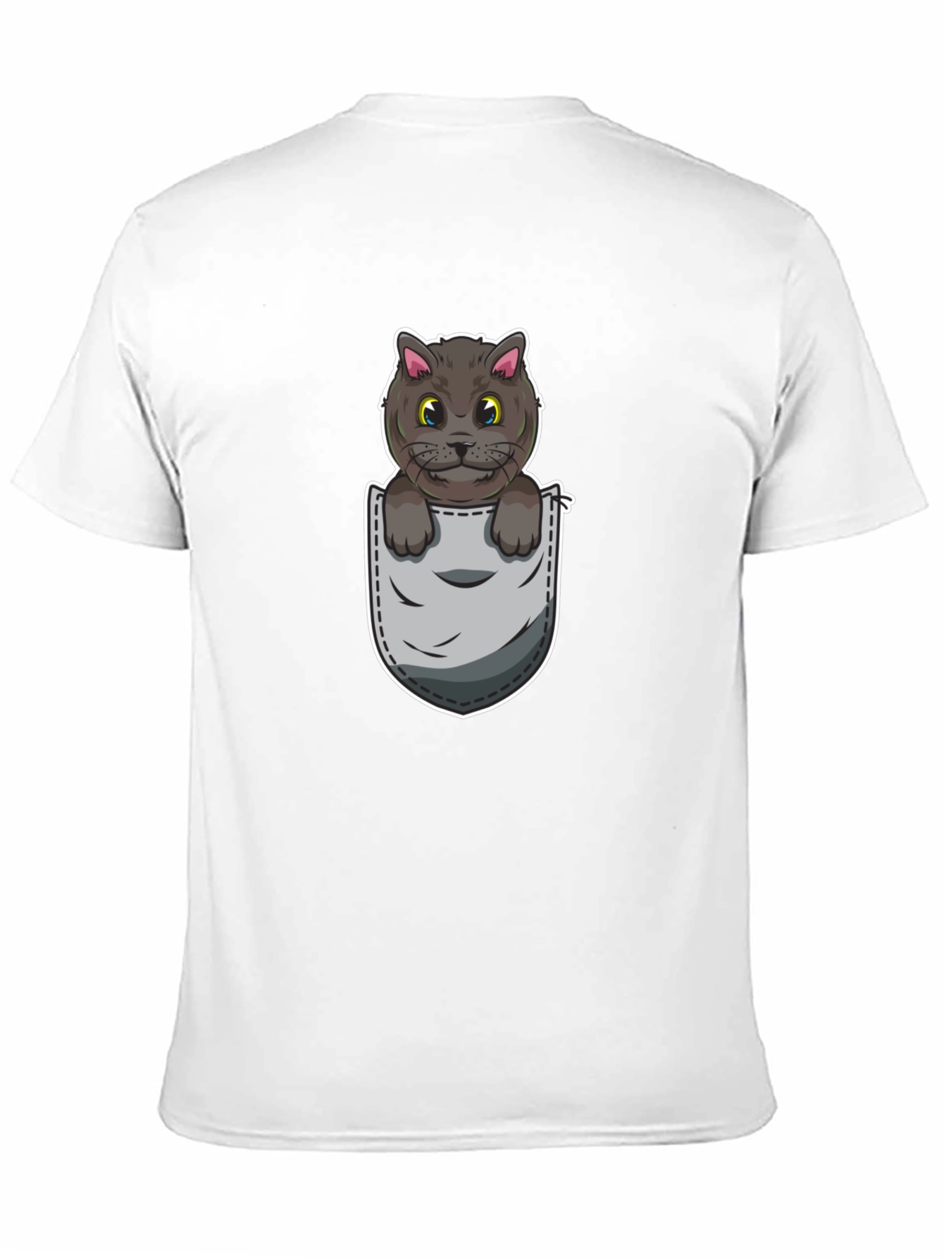 Cartoon Cat in Pocket Graphic Tee - Unisex