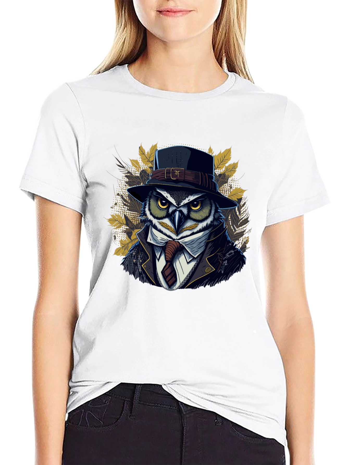 Owl in Suit Graphic T-Shirt - Cool Detective Style