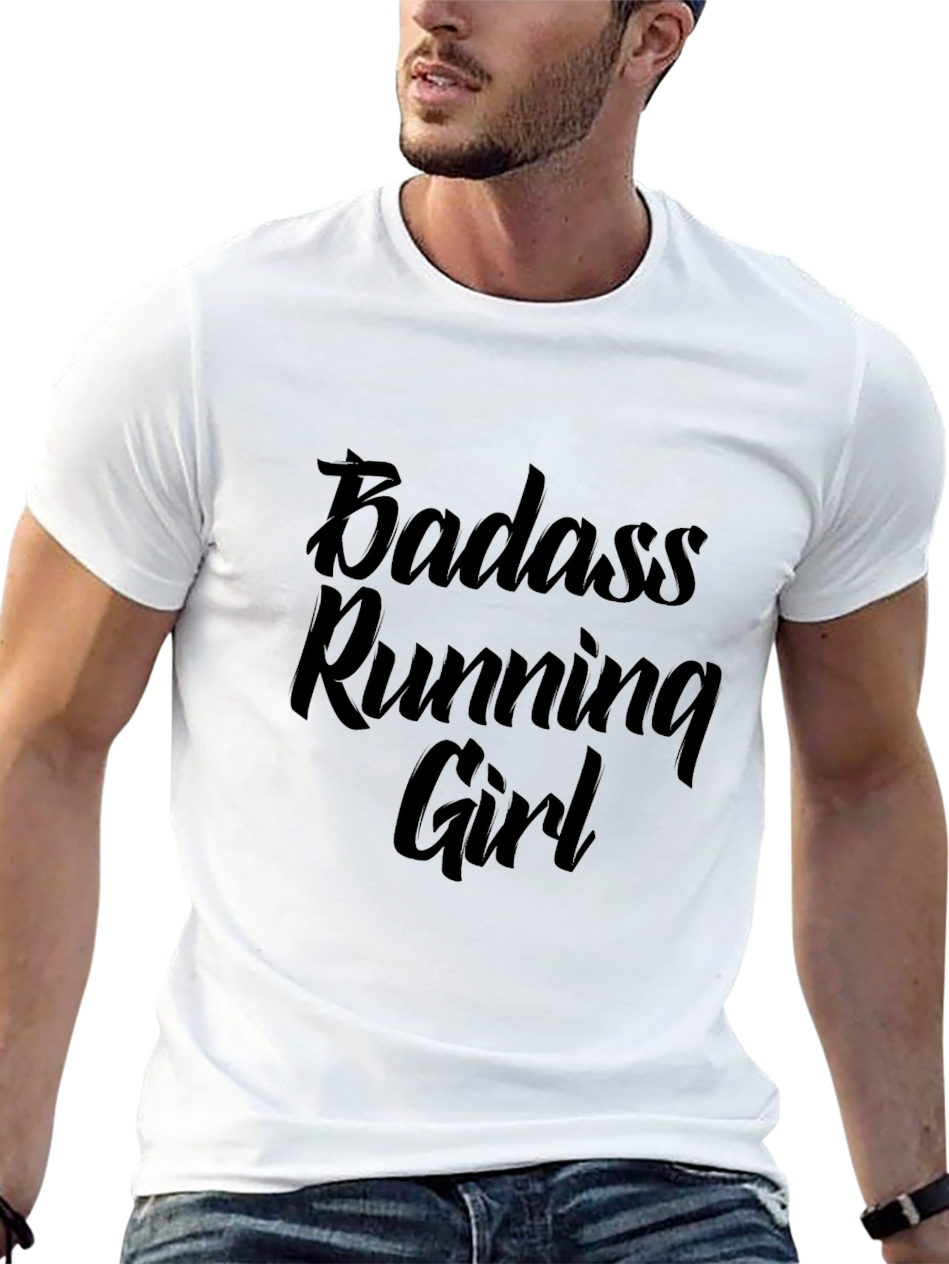 Badass Running Girl Black T-Shirt