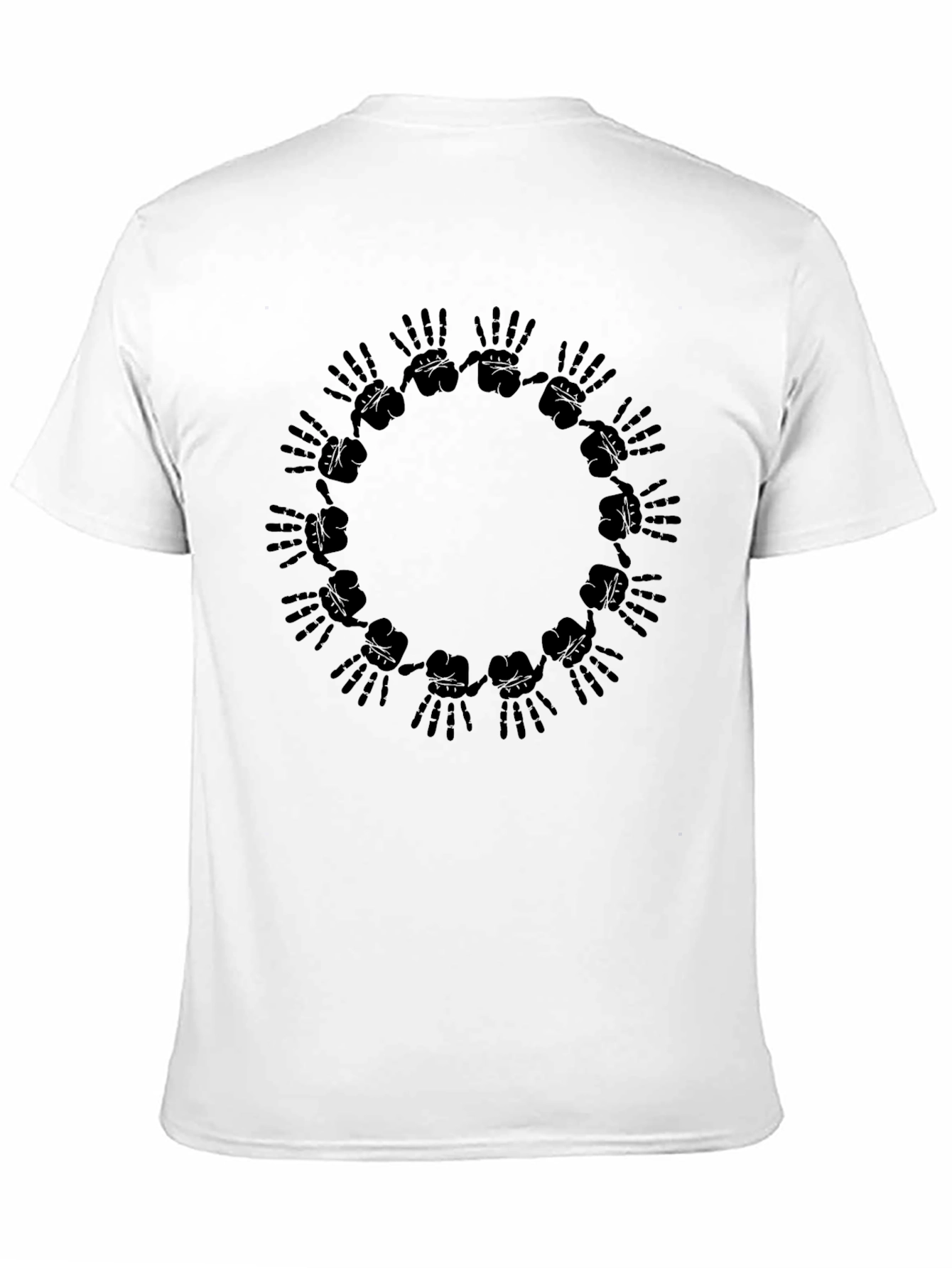 Graphic Black T-Shirt - Hands Circle Design