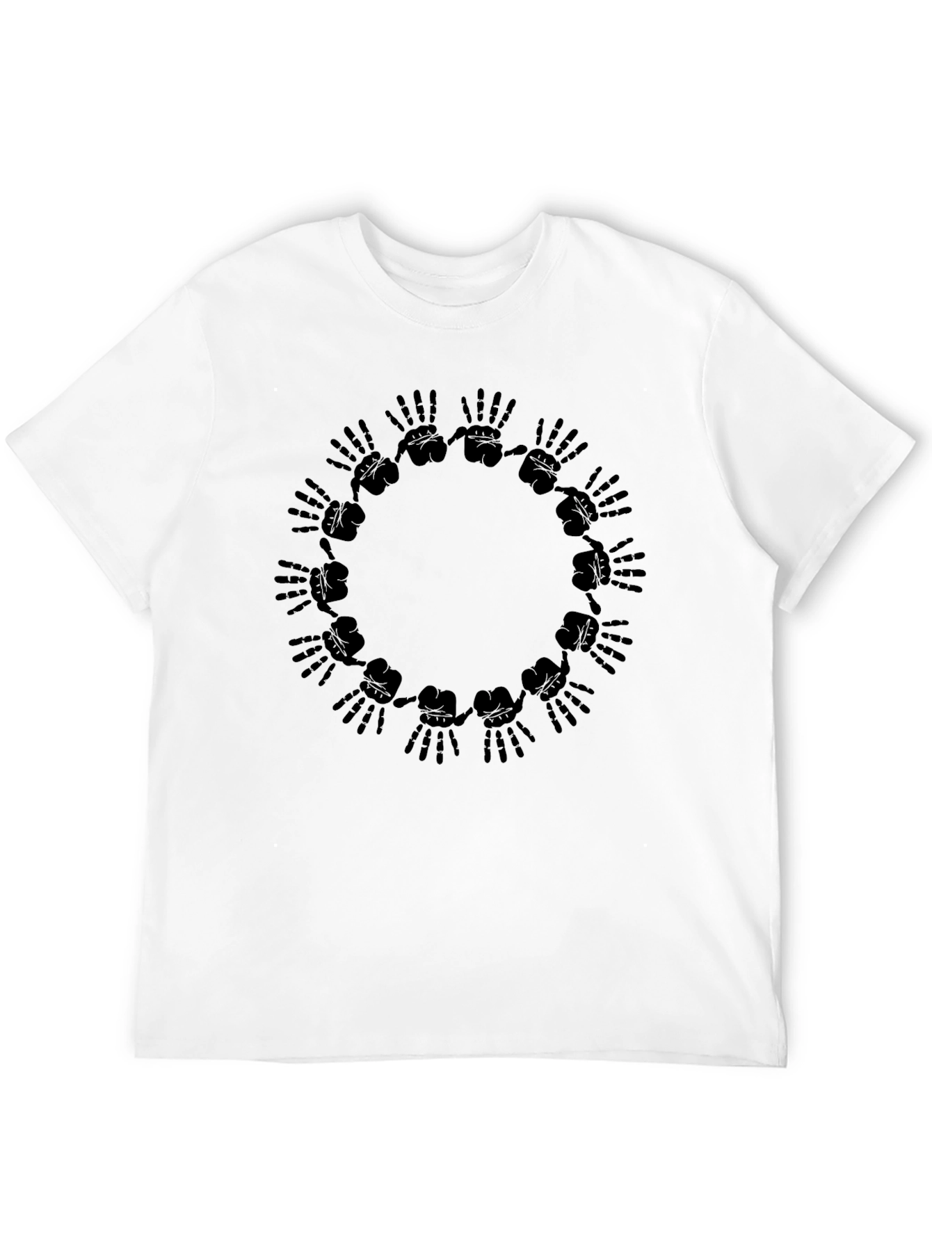 Graphic Black T-Shirt - Hands Circle Design