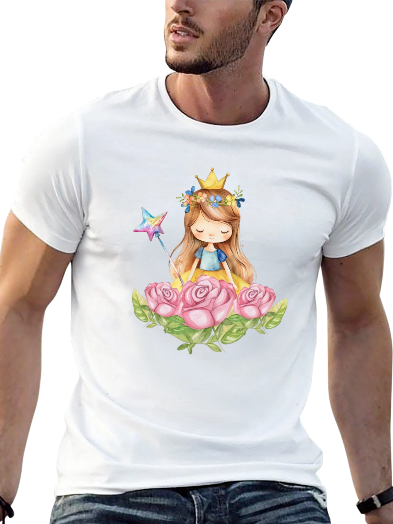 Princess Crown Rose Graphic Black T-Shirt