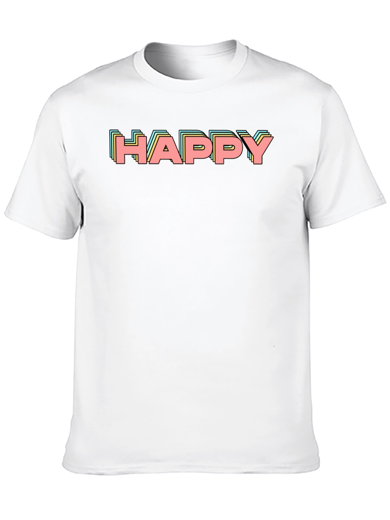 Happy Retro Graphic Print Black T-Shirt