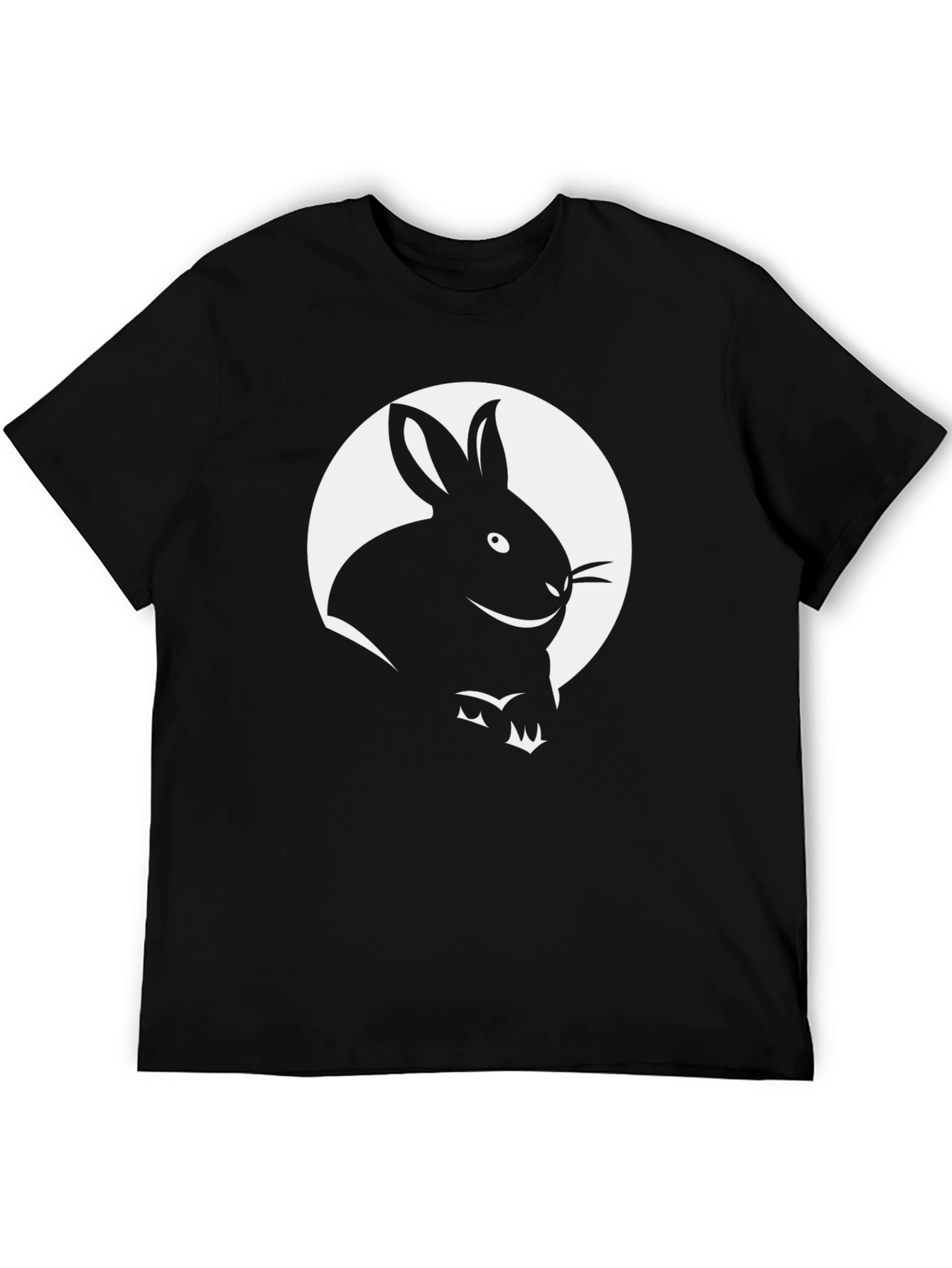 Black T-Shirt with Rabbit Graphic