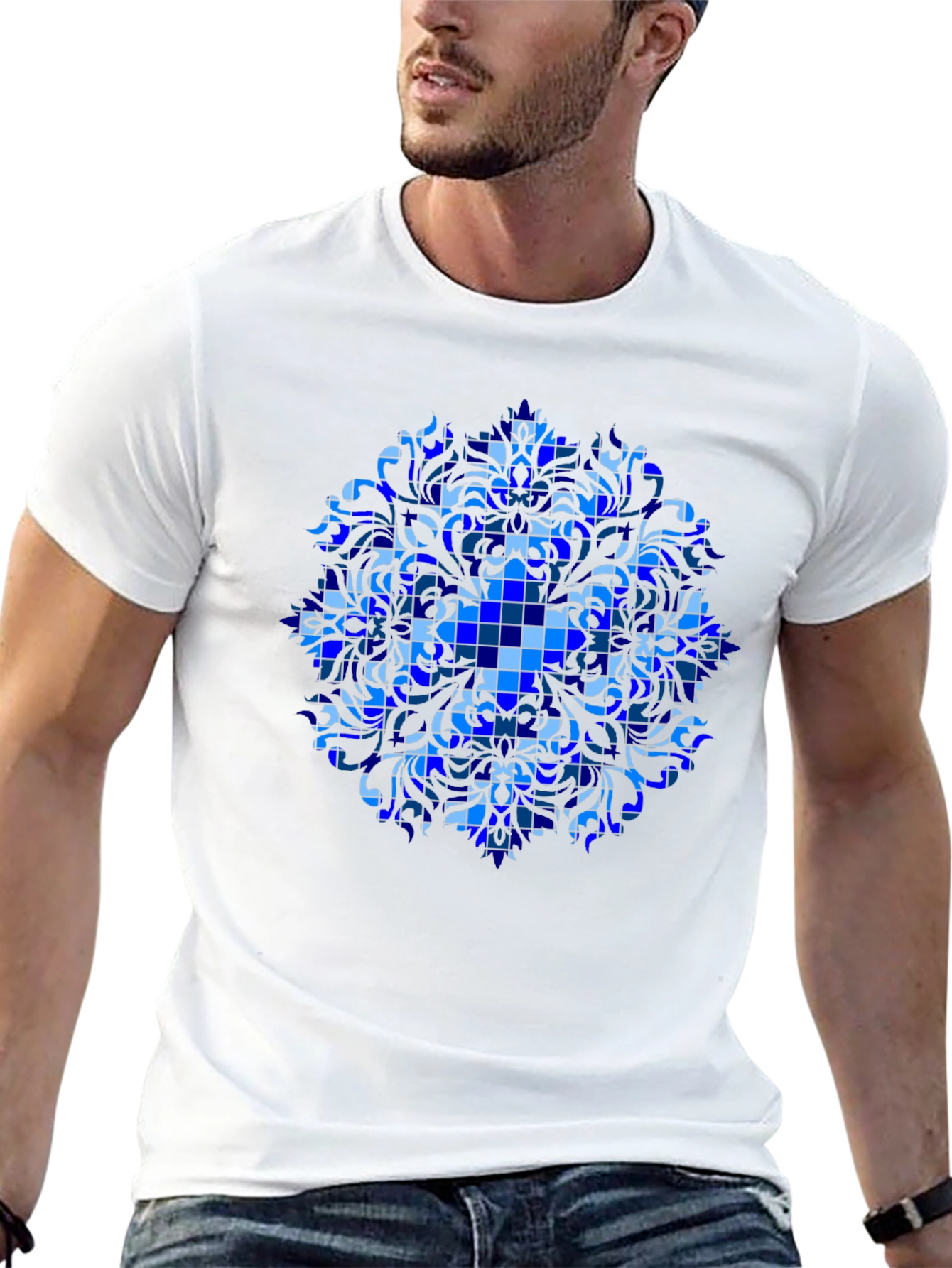 Blue Mosaic Mandala Graphic Tee